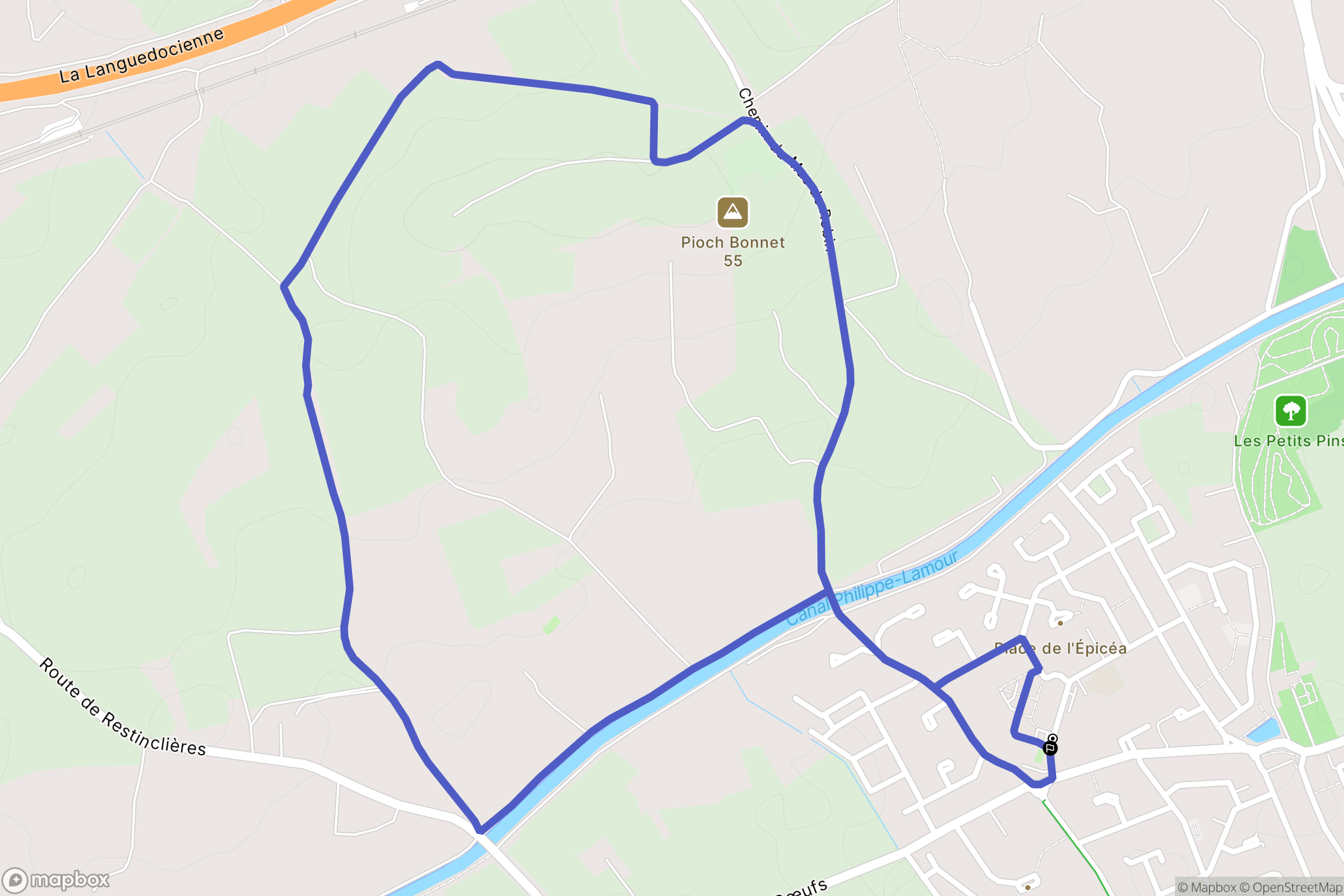Lunel : carte du parcours de randonnée - France