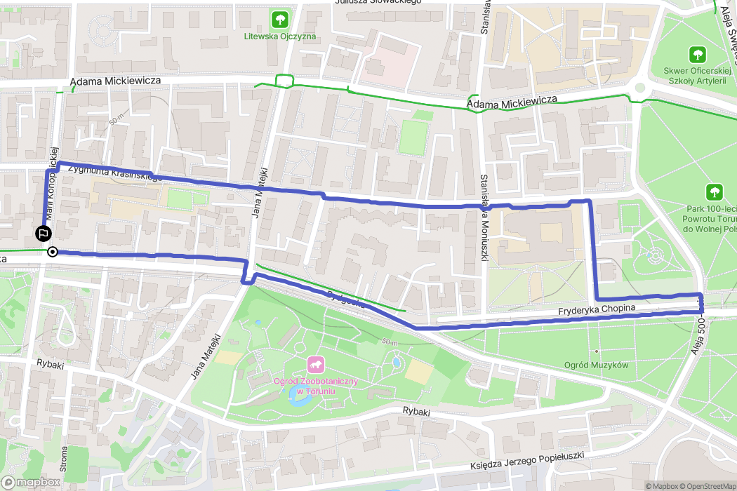 Toruń: mapa trasy - Poland