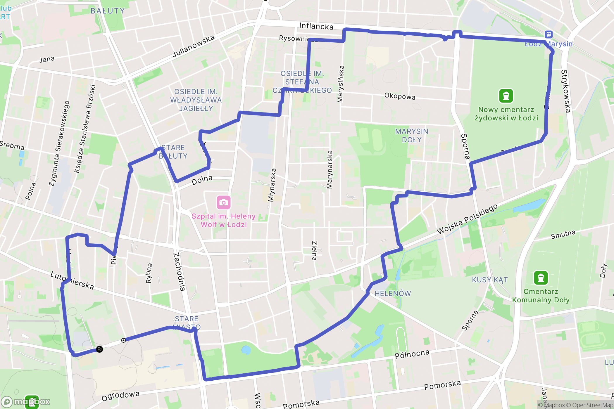 Łódź: mapa trasy - Poland
