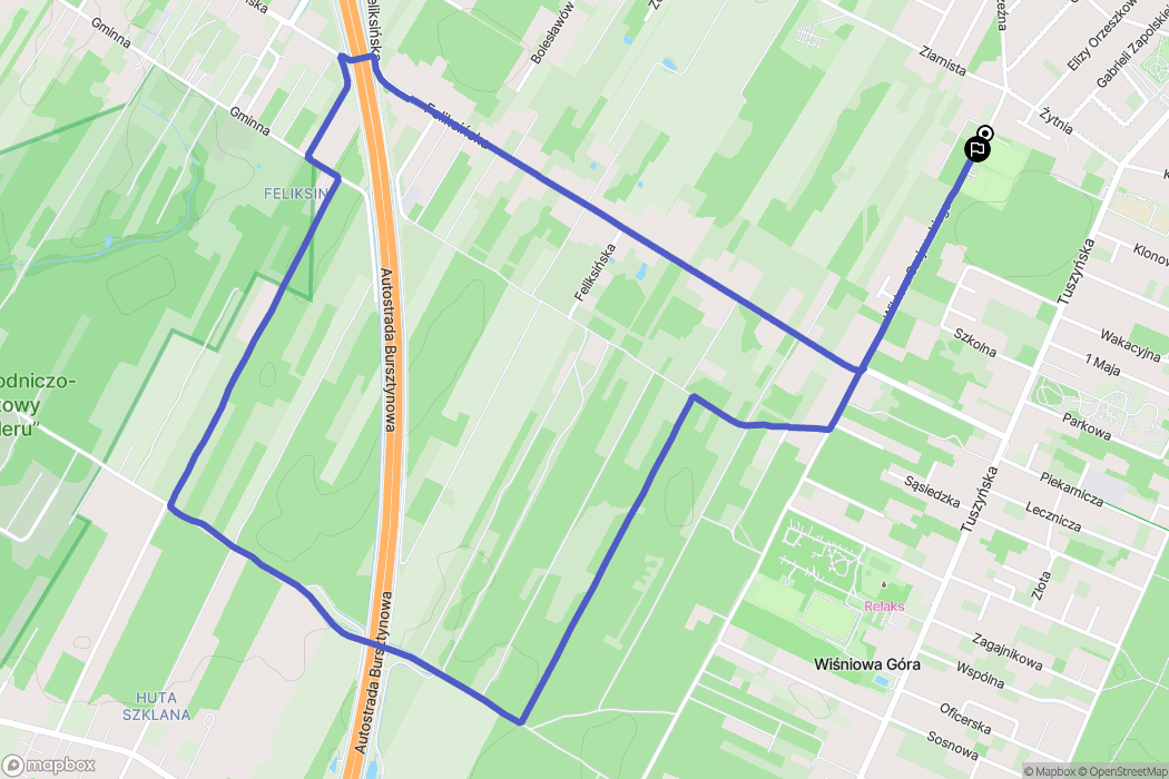 Stróża: mapa trasy - Poland