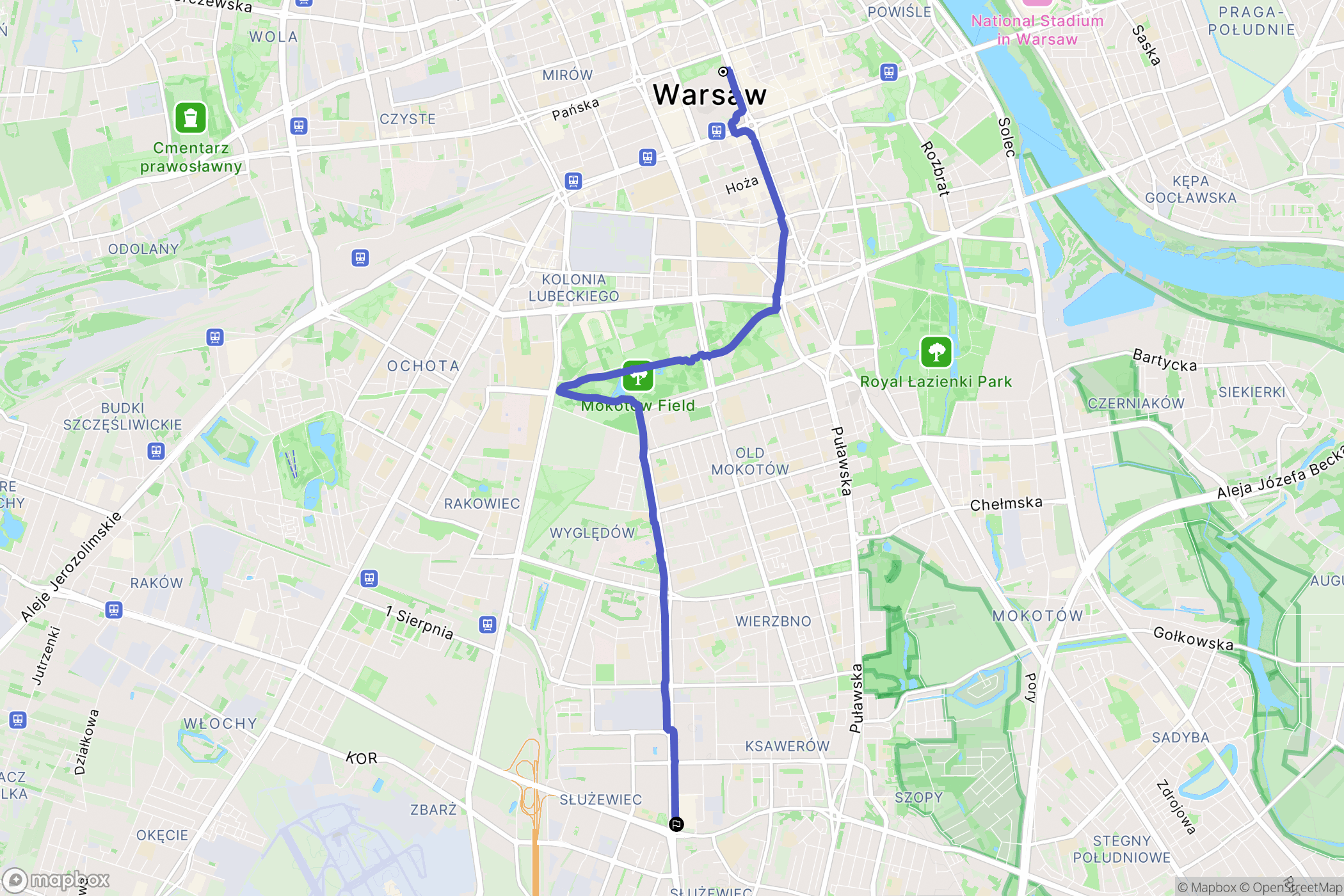 Warszawa: mapa trasy - Poland