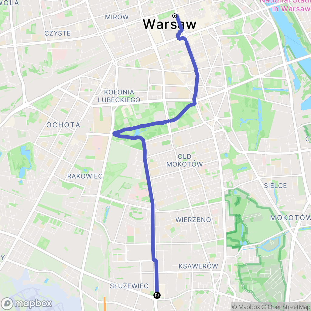 Warszawa: mapa trasy - Poland