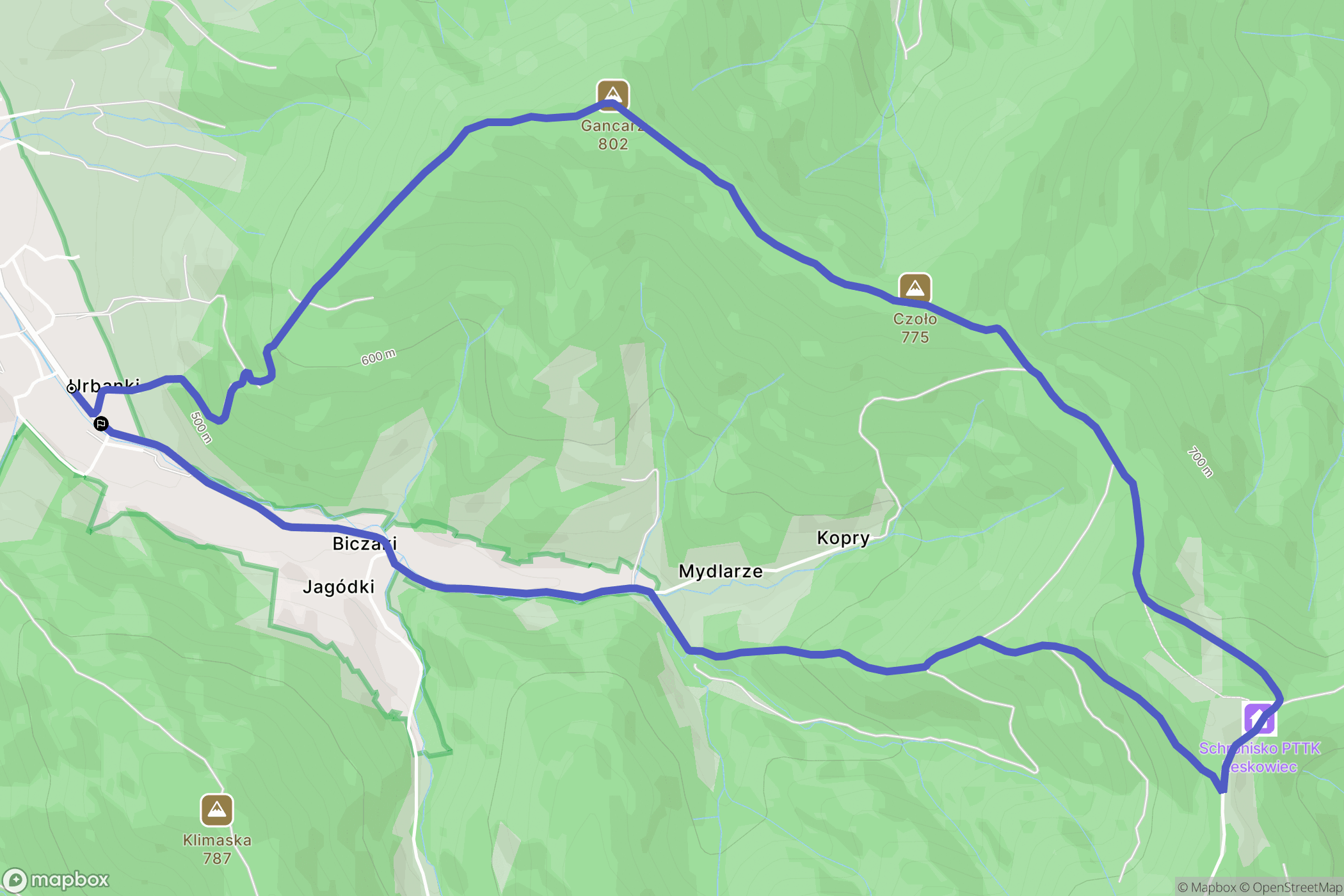Rzyki: mapa trasy - Poland