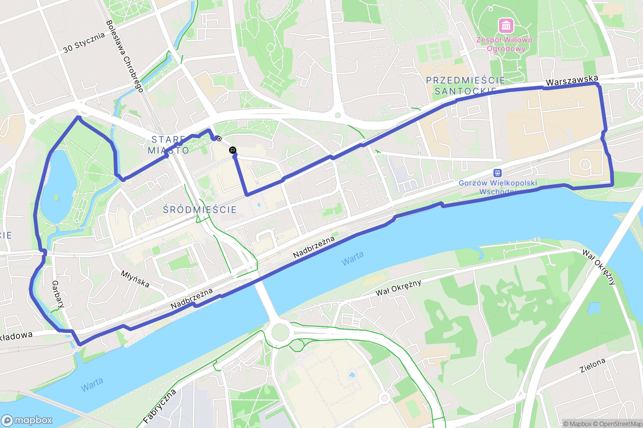 Gorzów Wielkopolski: mapa trasy - Poland