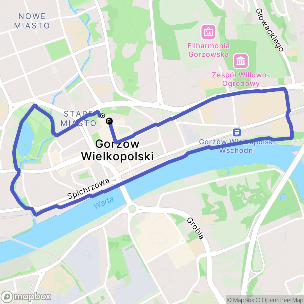 Gorzów Wielkopolski: mapa trasy - Poland