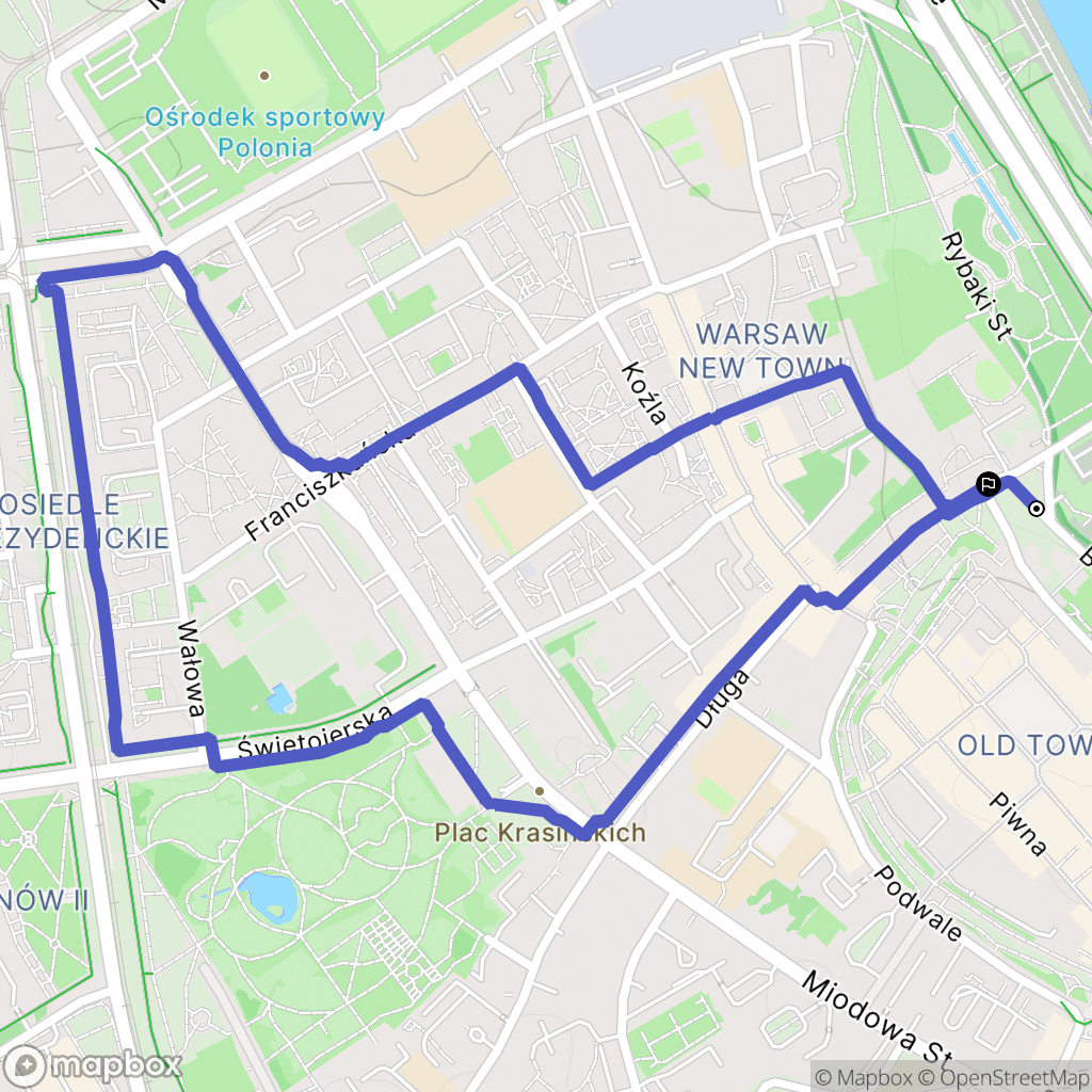 Warszawa: mapa trasy - Poland