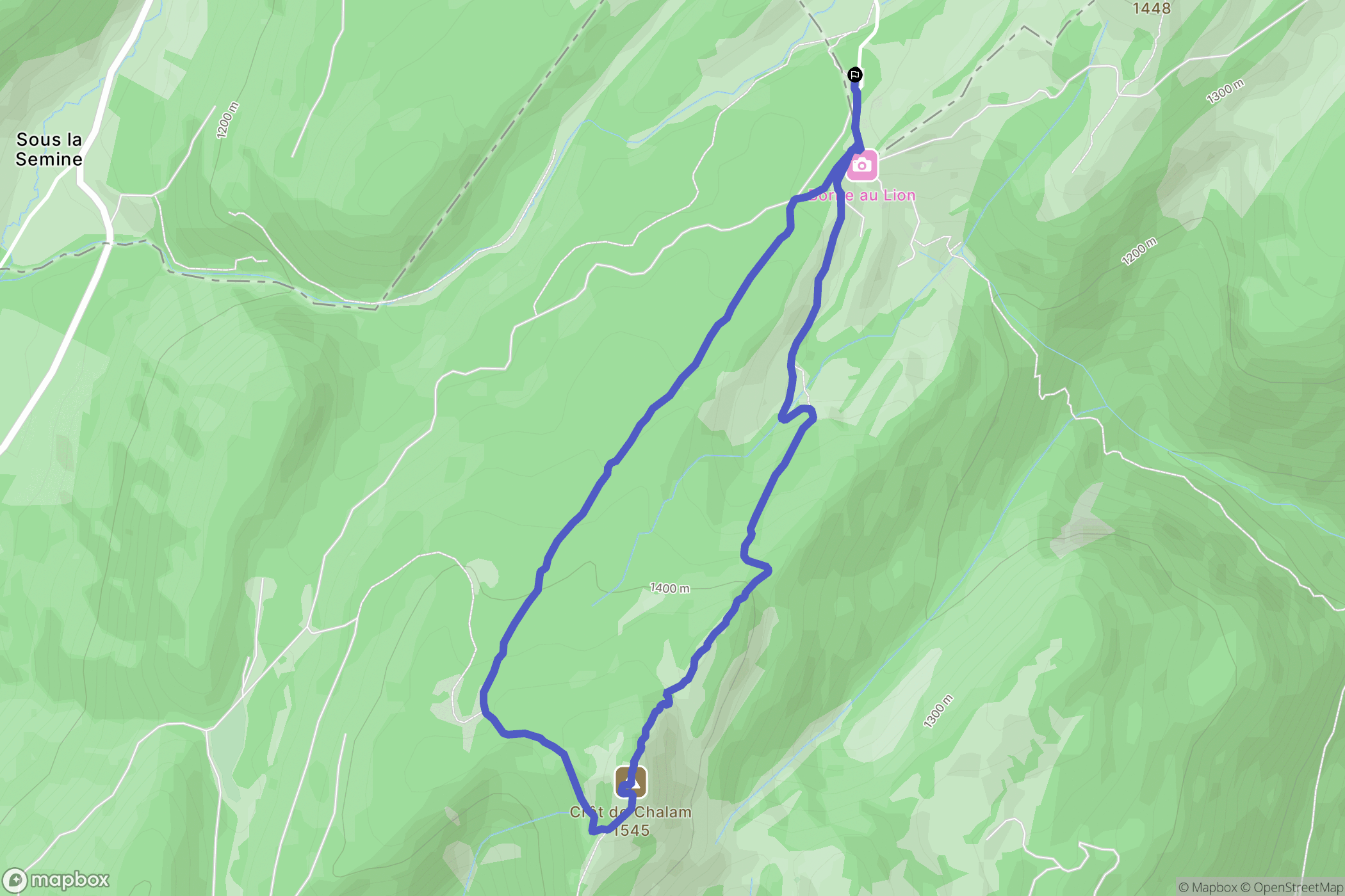 La Pesse : carte du parcours de randonnée - France