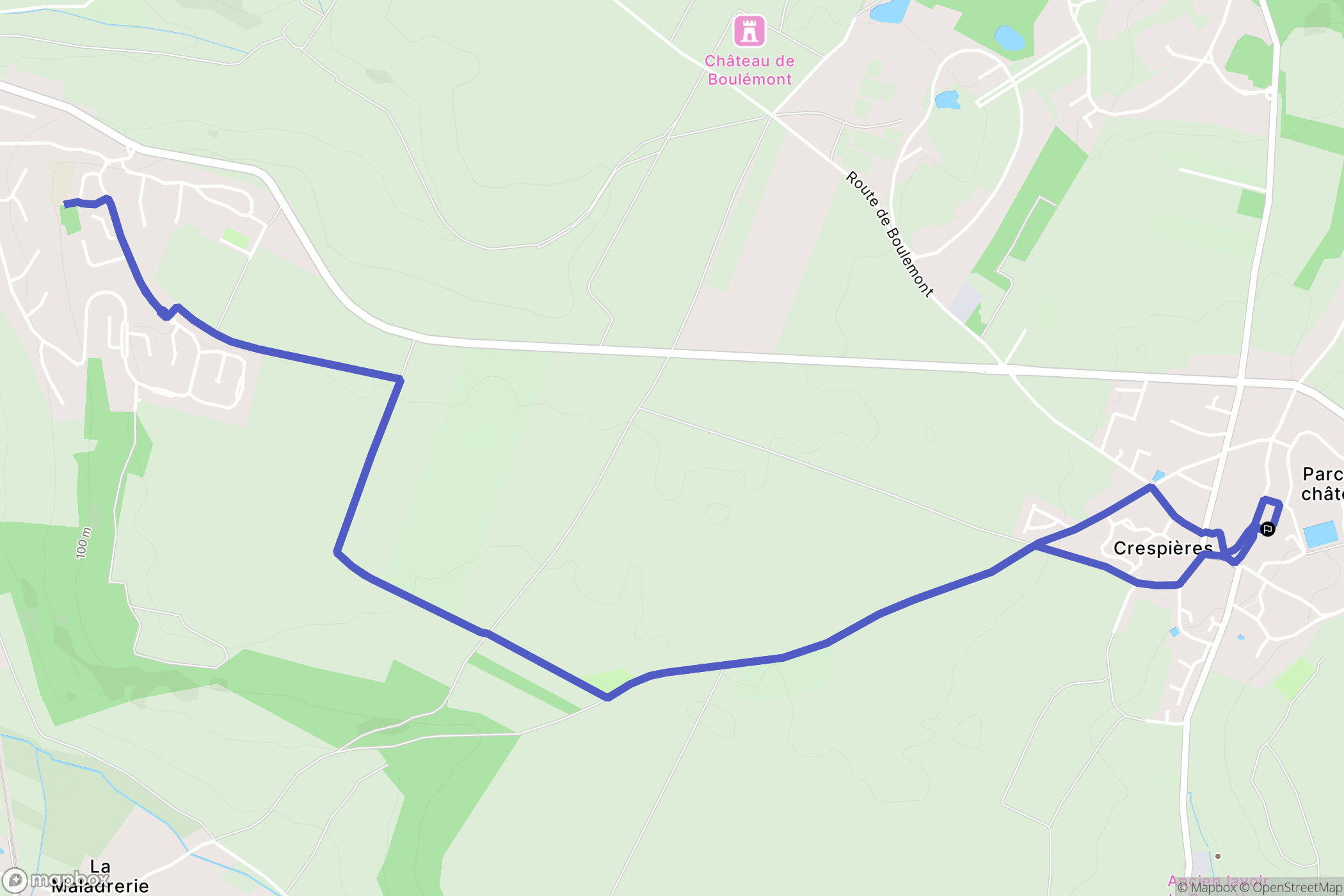 Crespières : carte du parcours de randonnée - France
