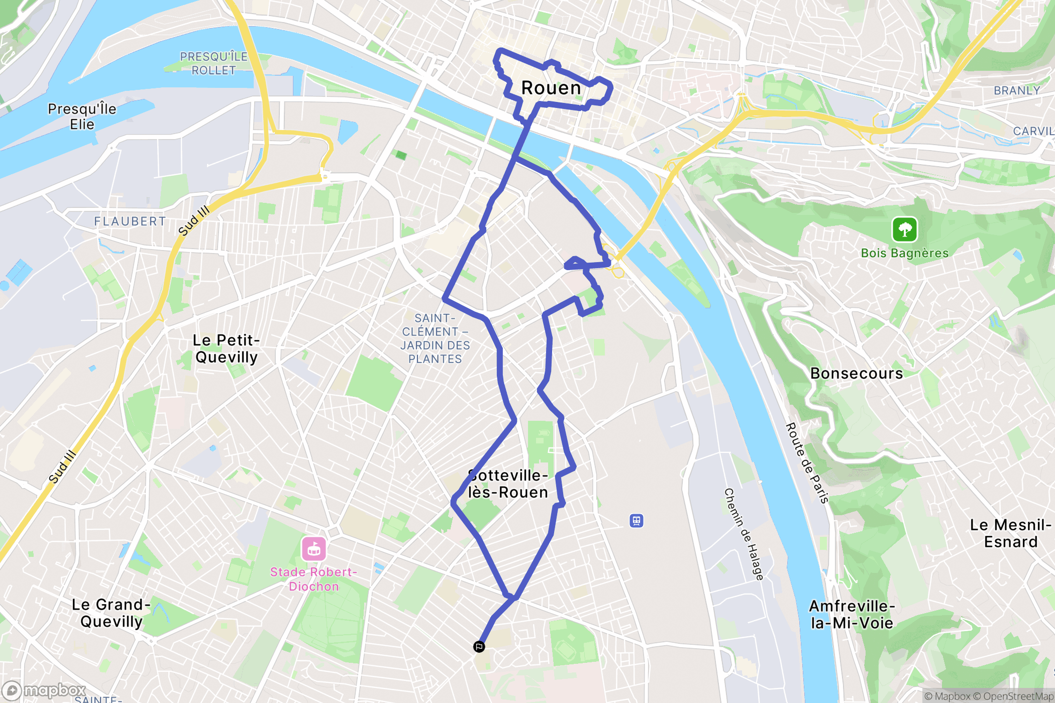 Sotteville-lès-Rouen : carte du parcours de randonnée - France