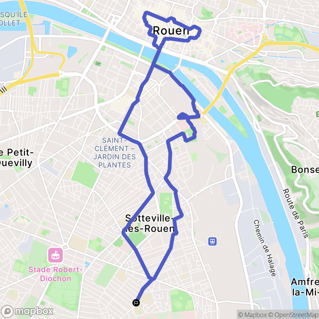 Sotteville-lès-Rouen : carte du parcours de randonnée - France