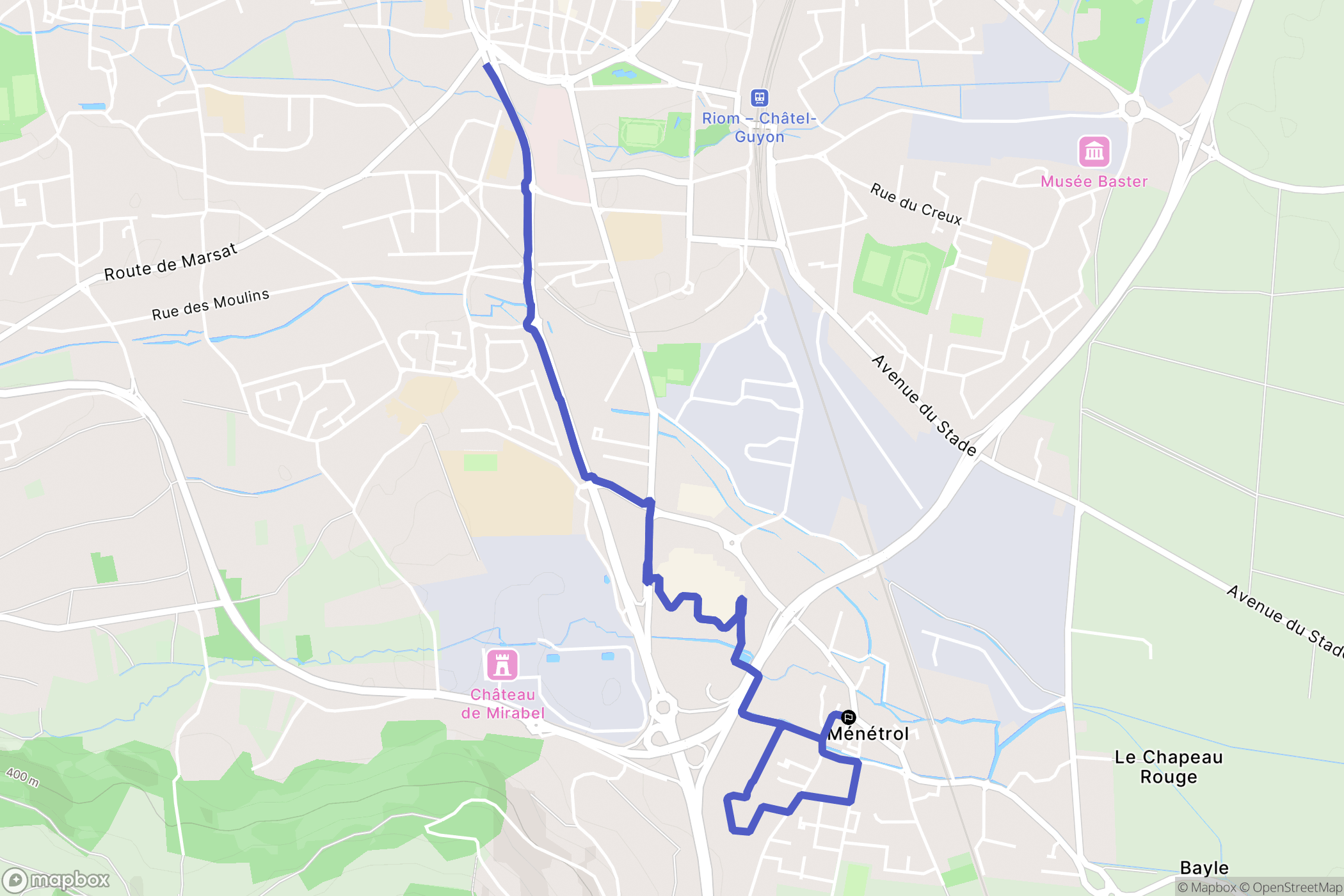 Ménétrol : carte du parcours de randonnée - France