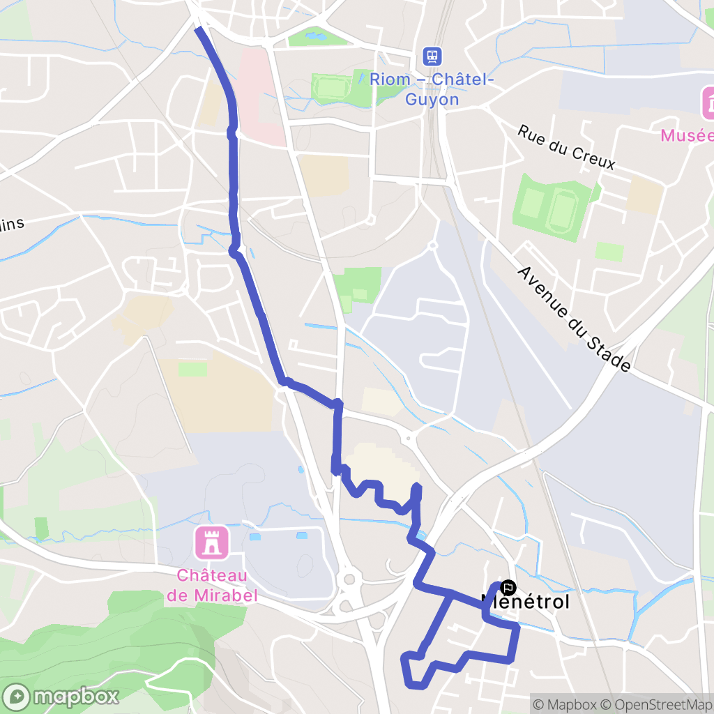 Ménétrol : carte du parcours de randonnée - France