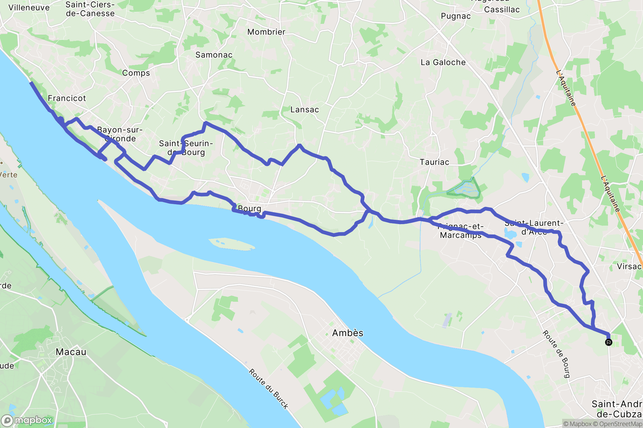 Saint-André-de-Cubzac : carte du parcours de randonnée - France