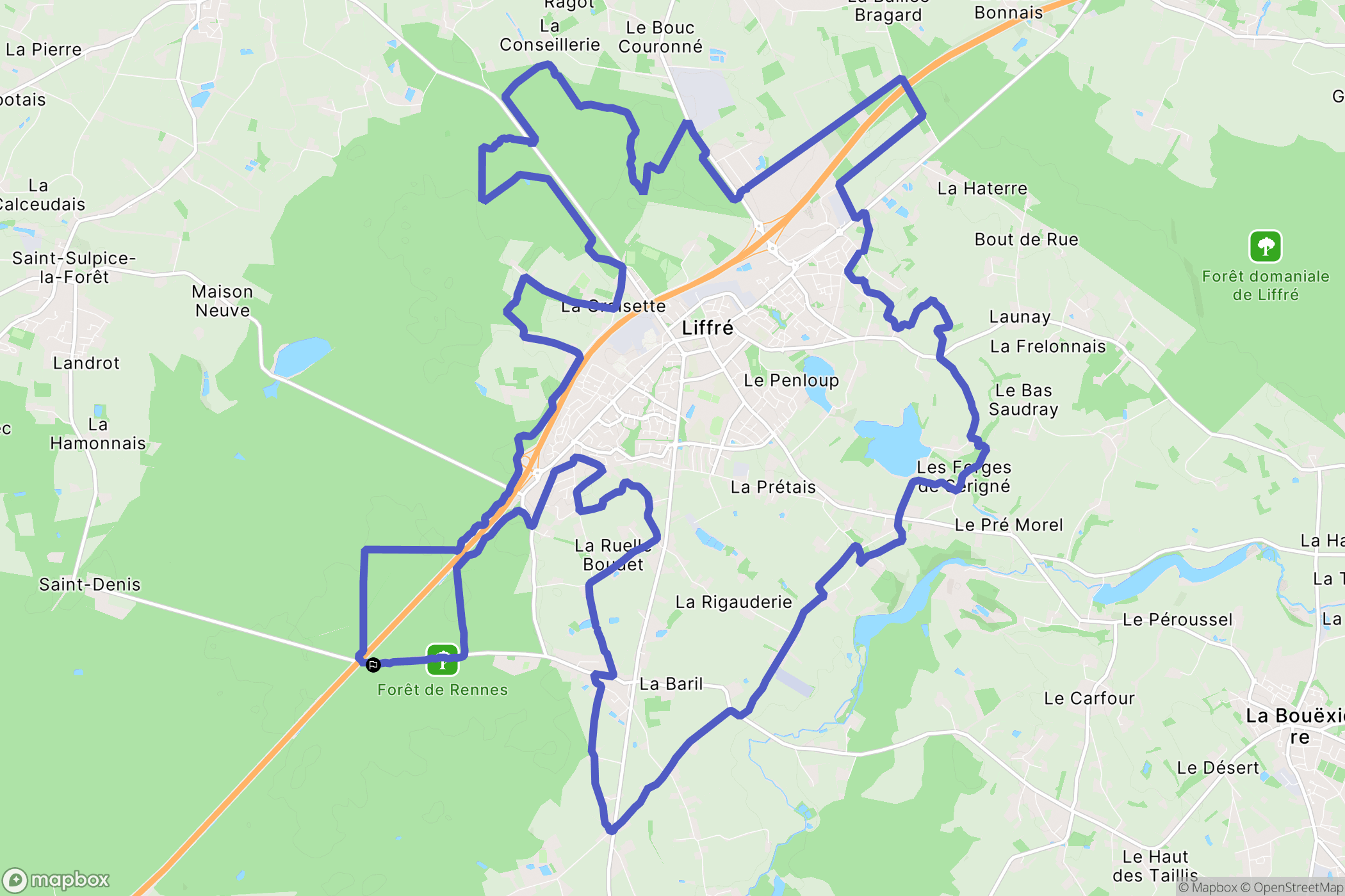 Liffré : carte du parcours de randonnée - France