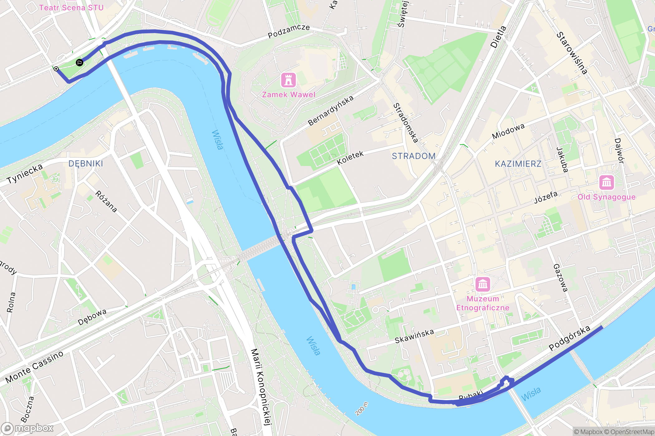 Kraków: mapa trasy - Poland