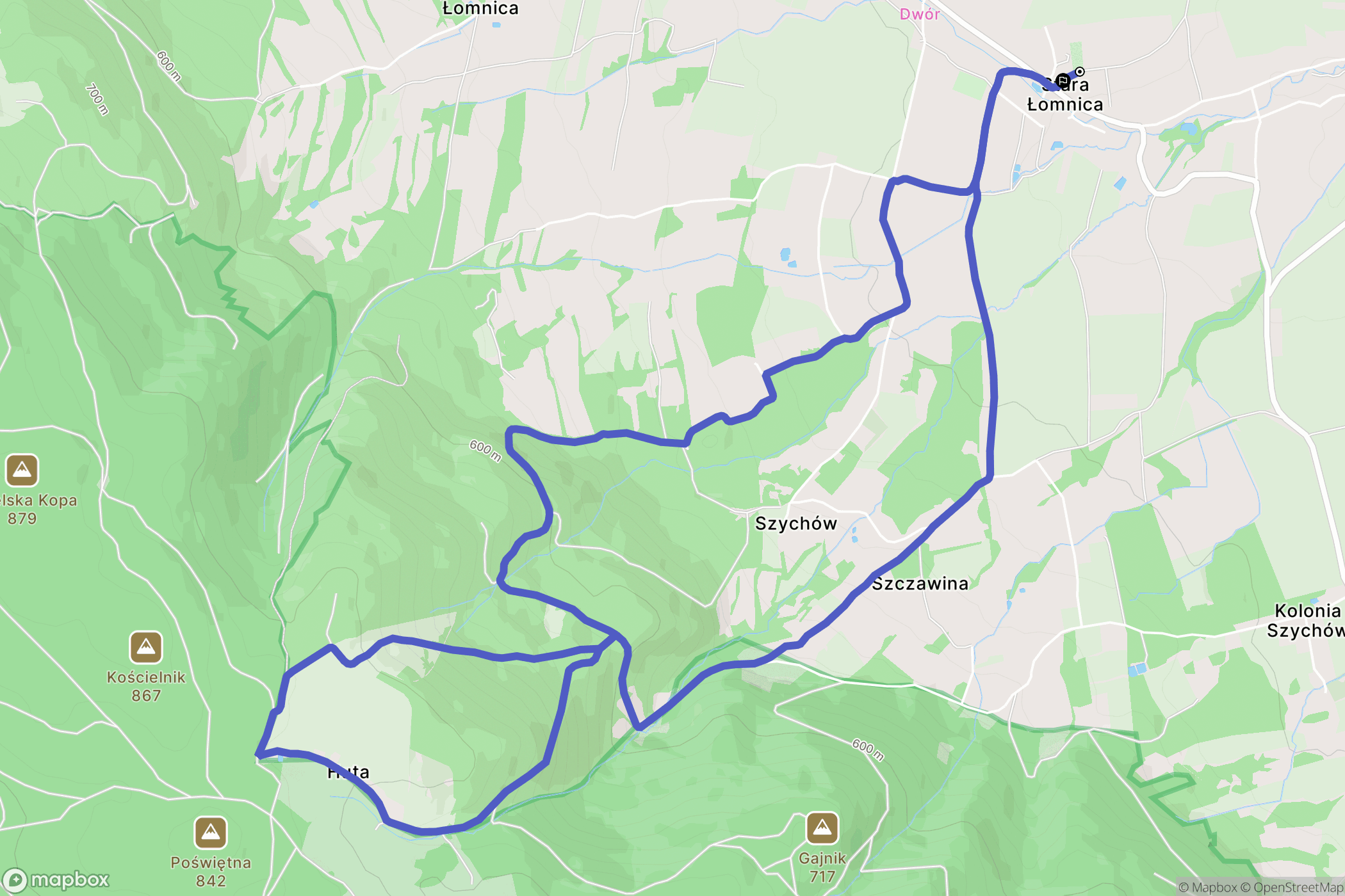 Stara Łomnica: mapa trasy - Poland