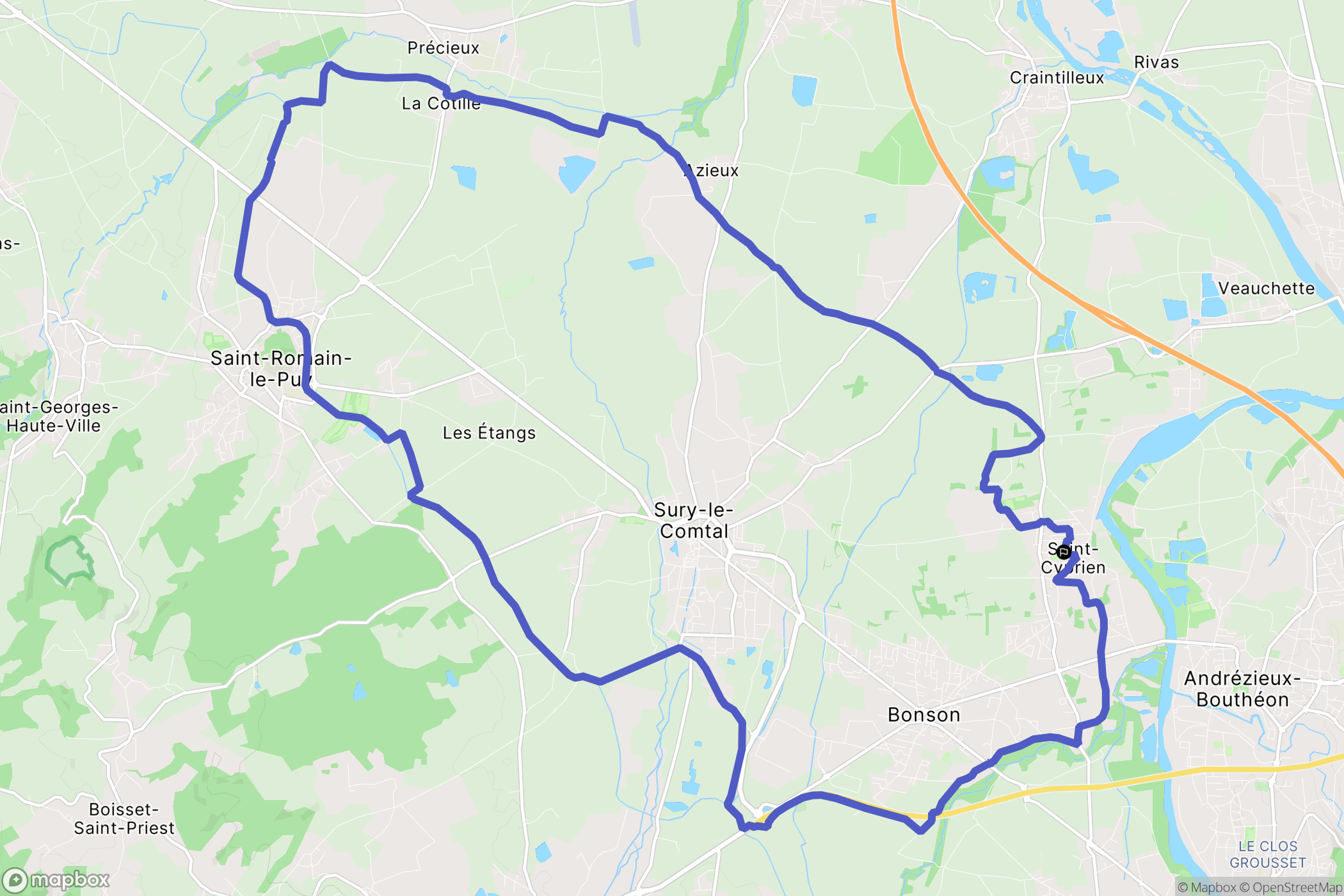 Saint-Cyprien : carte du parcours de randonnée - France