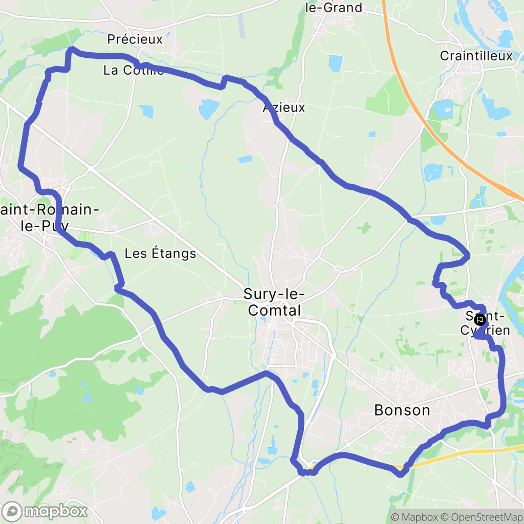 Saint-Cyprien : carte du parcours de randonnée - France
