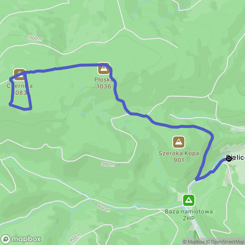Bielice: mapa trasy - Poland