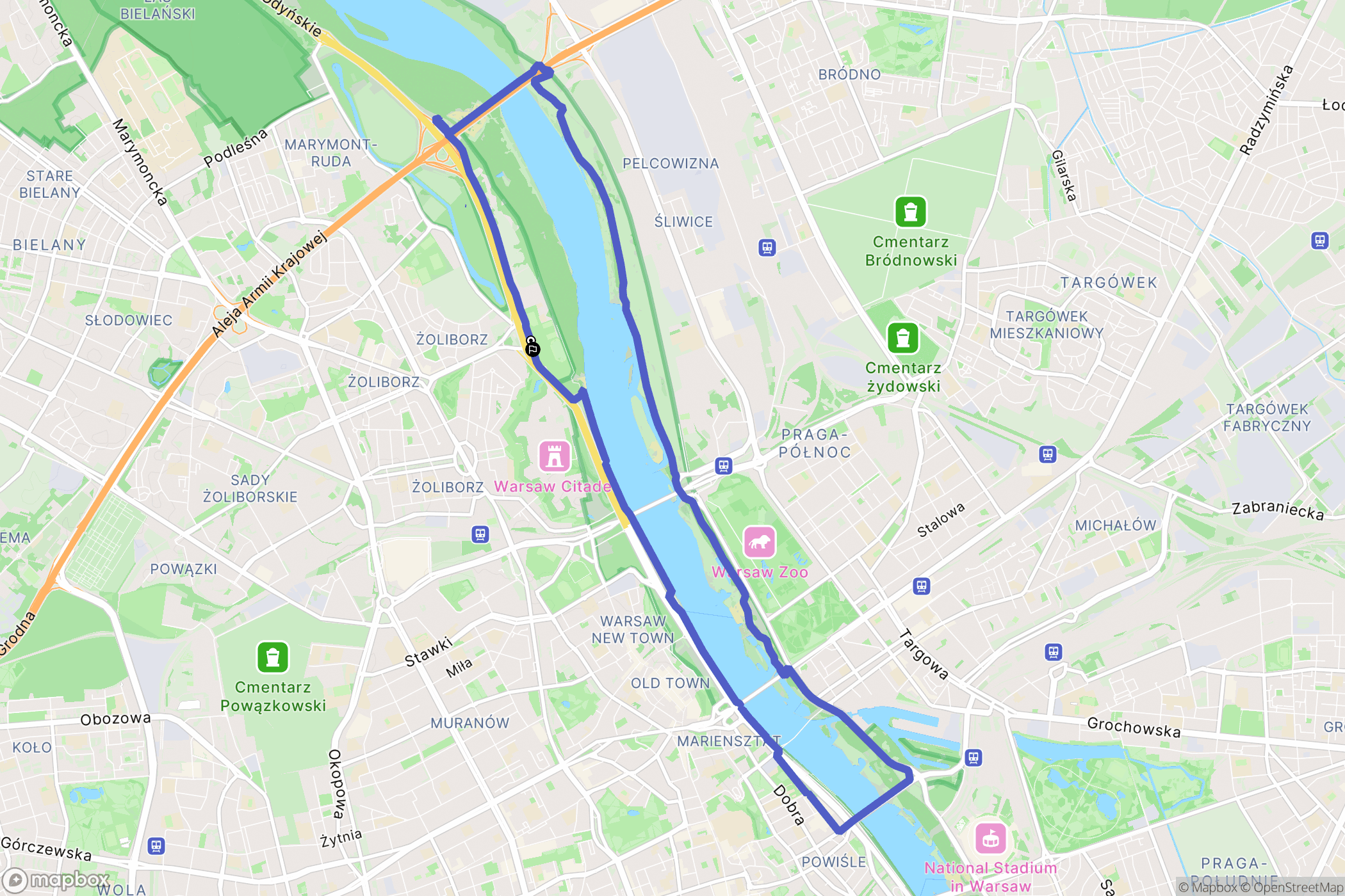 Warszawa: mapa trasy - Poland