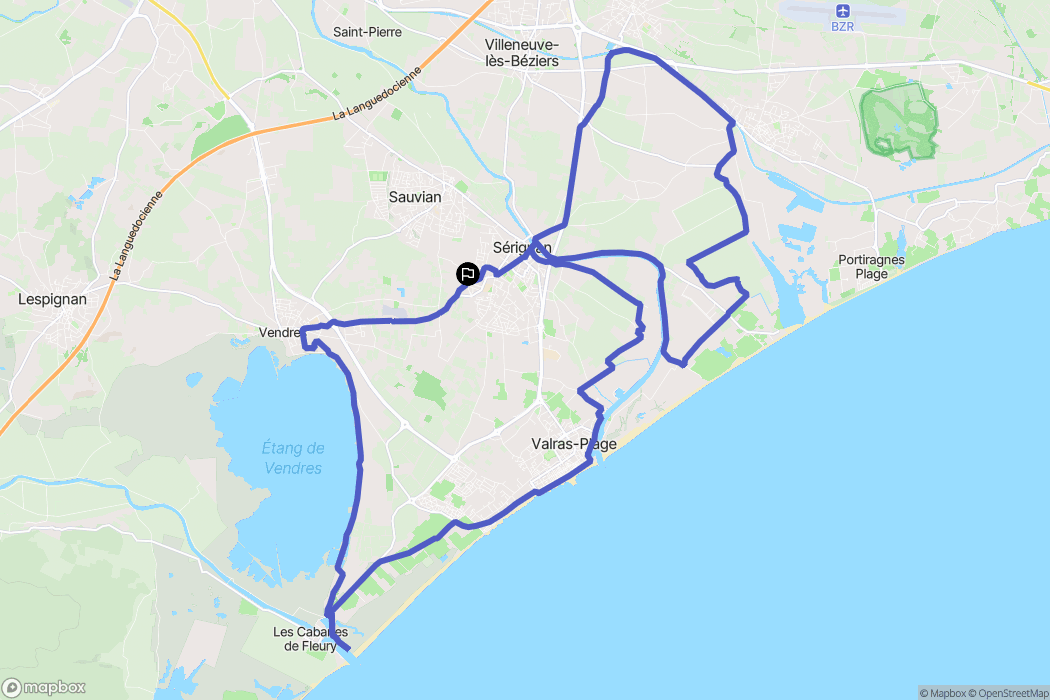 Sérignan : carte du parcours de randonnée - France