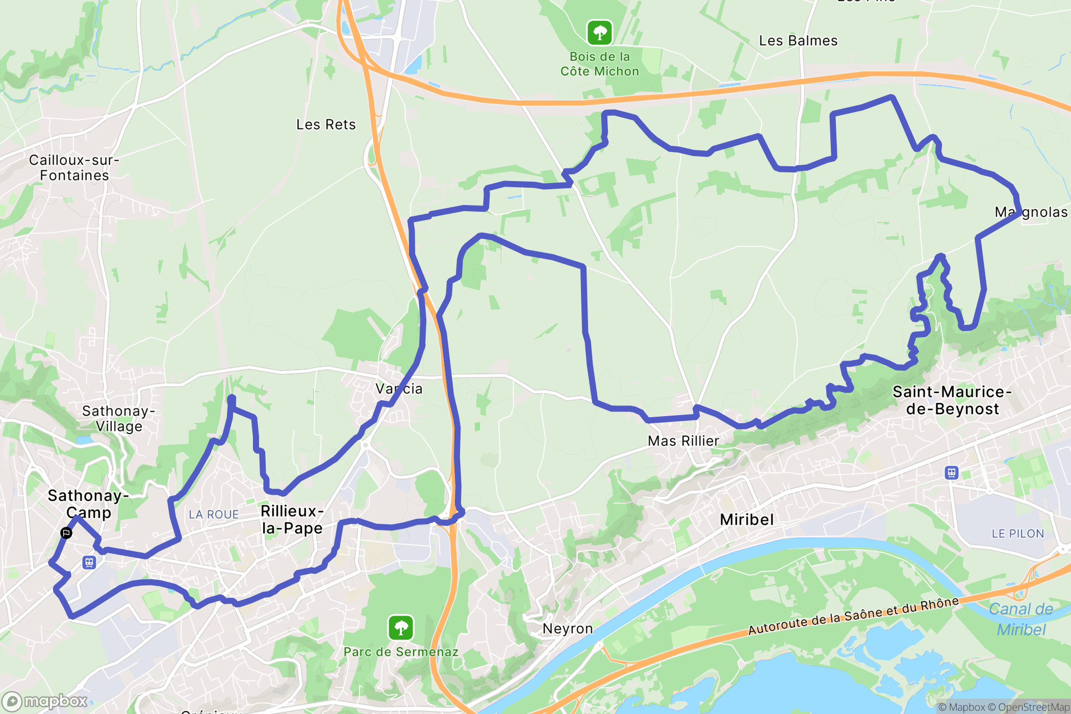 Sathonay-Camp : carte du parcours de randonnée - France