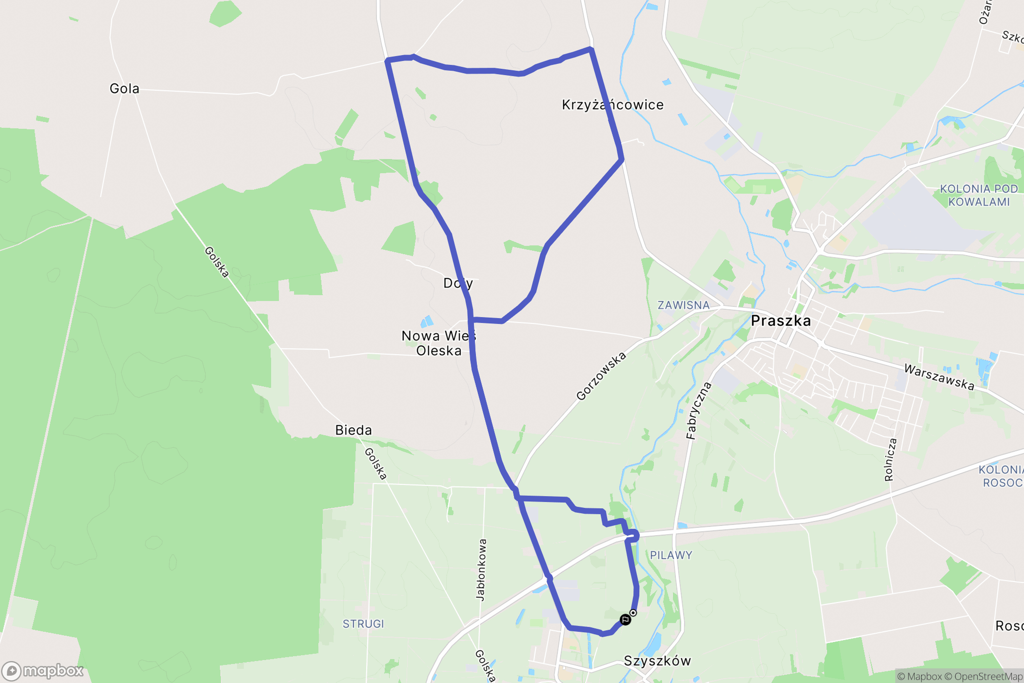Gorzów Śląski: mapa trasy - Poland