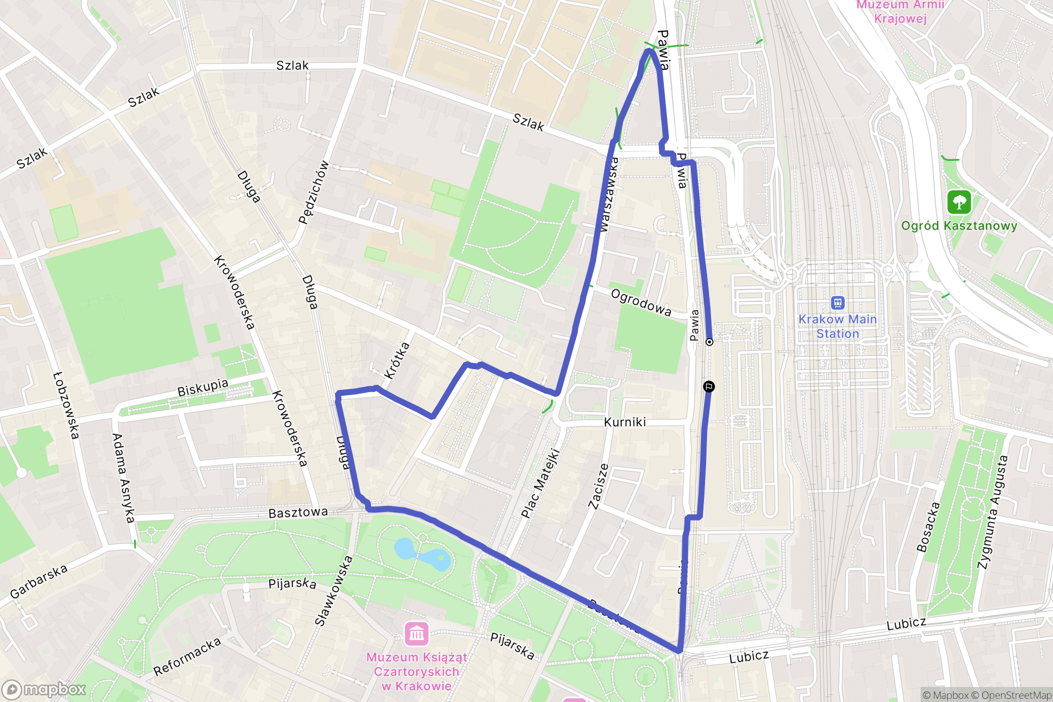 Kraków: mapa trasy - Poland