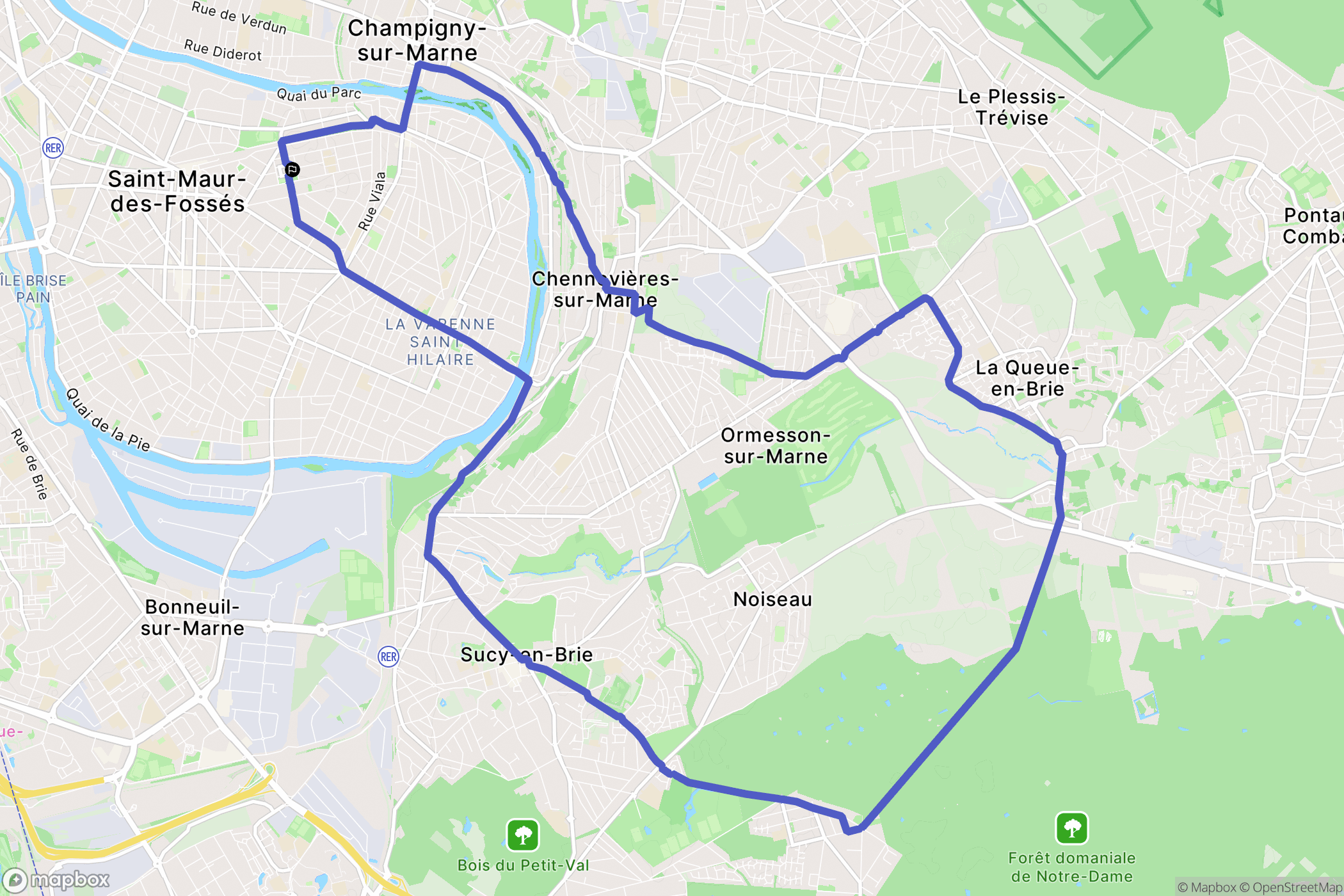 Saint-Maur-des-Fossés : carte du parcours de randonnée - France