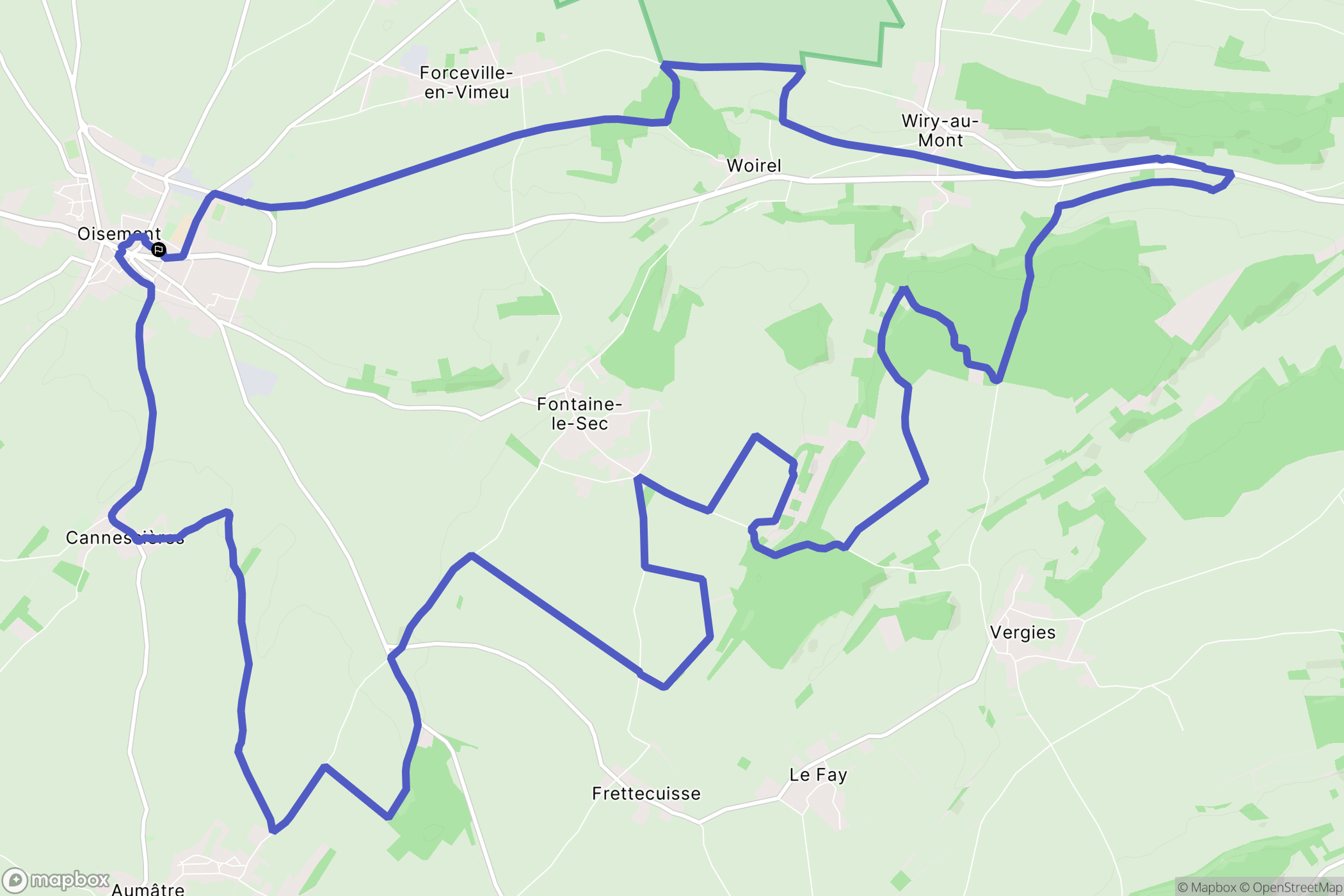 Oisemont : carte du parcours de randonnée - France