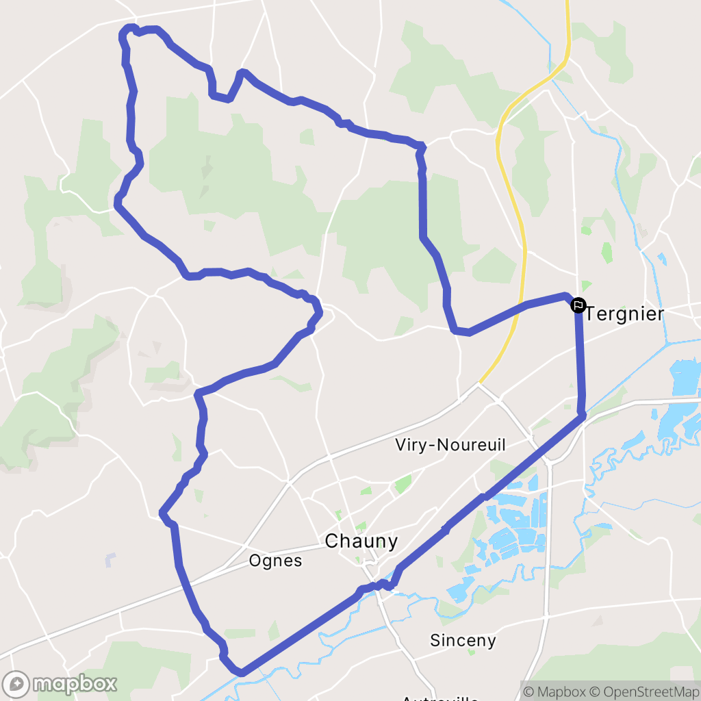 Tergnier : carte du parcours de randonnée - France