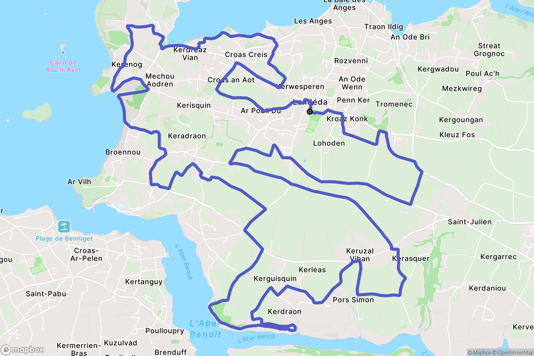Landéda : carte du parcours de randonnée - France