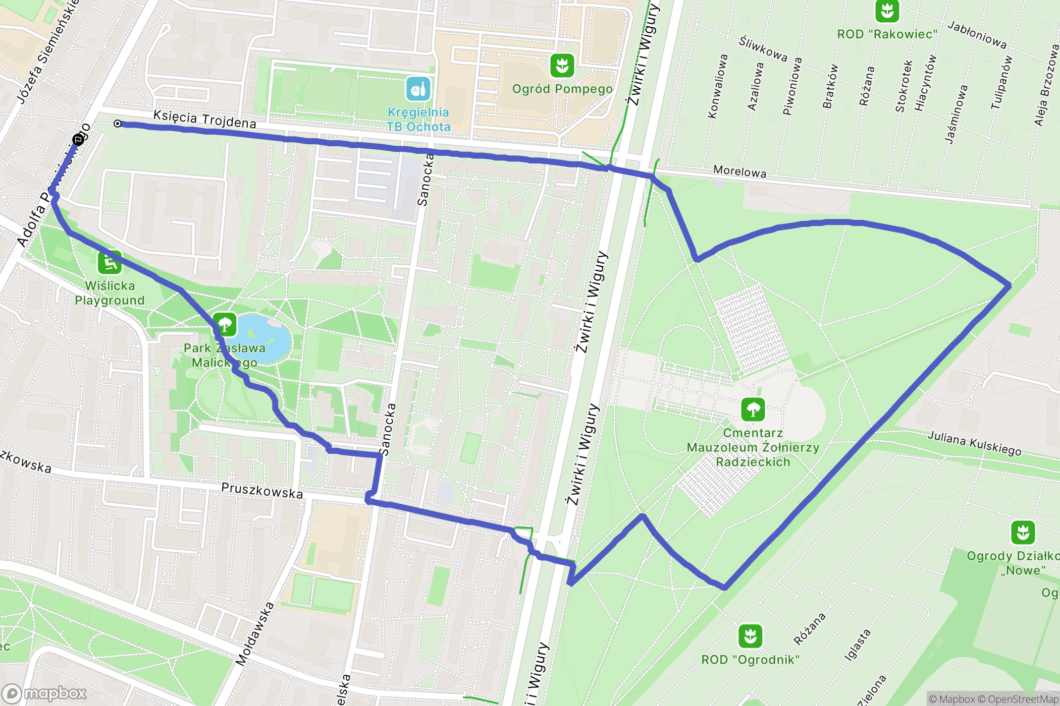 Warszawa: mapa trasy - Poland