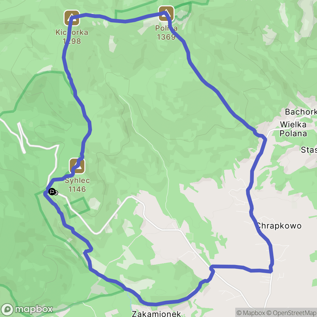 Zubrzyca Górna: mapa trasy - Poland