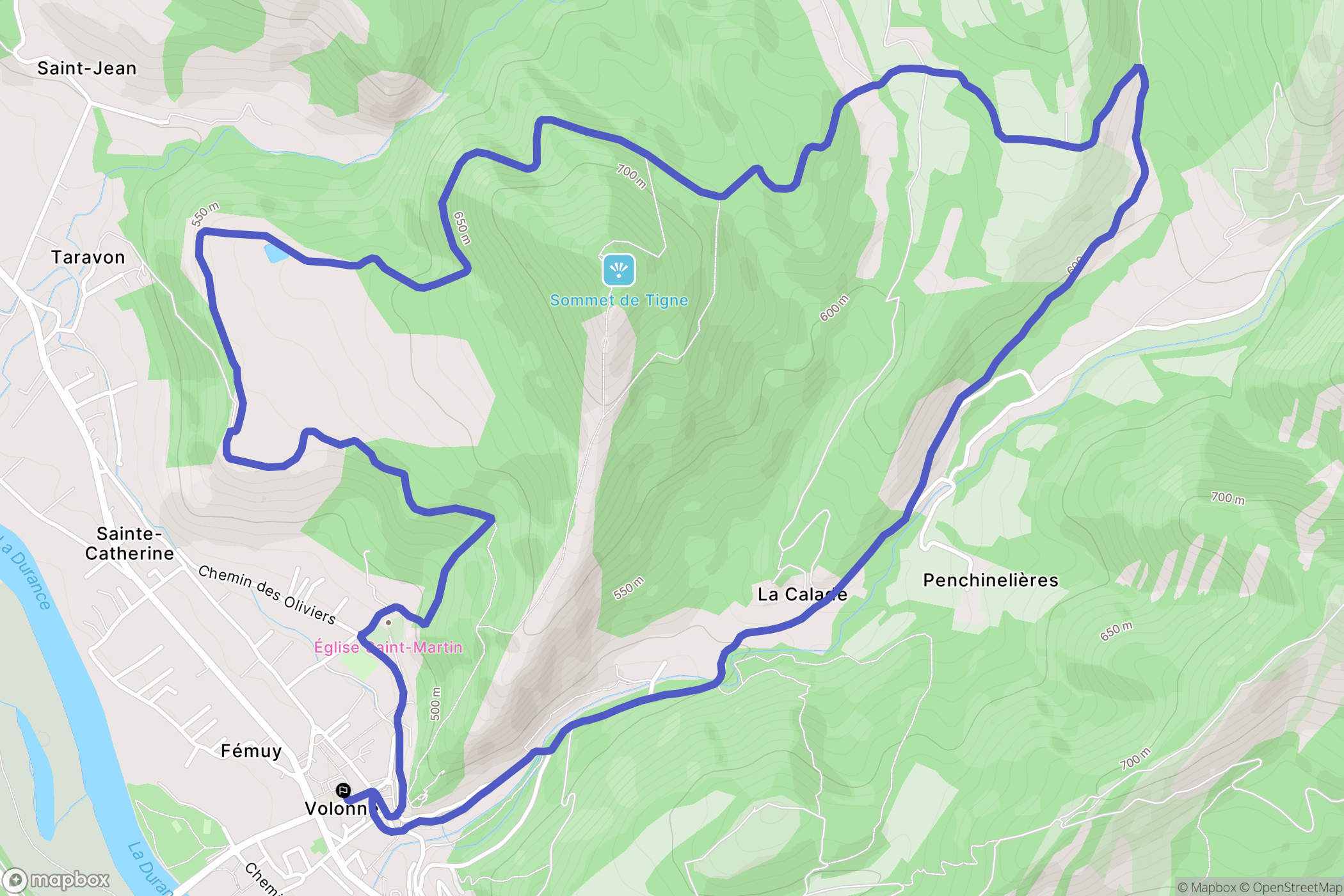 Volonne : carte du parcours de randonnée - France