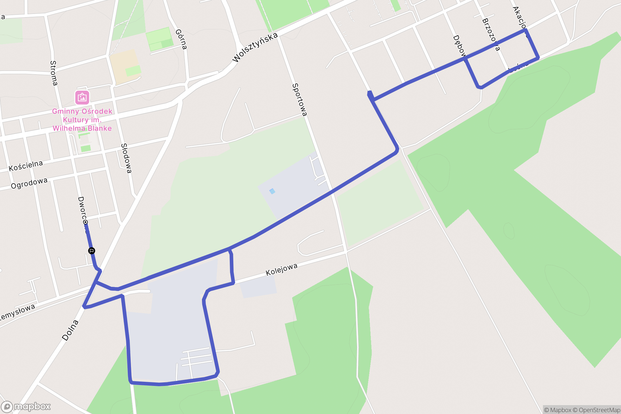Kargowa: mapa trasy - Poland