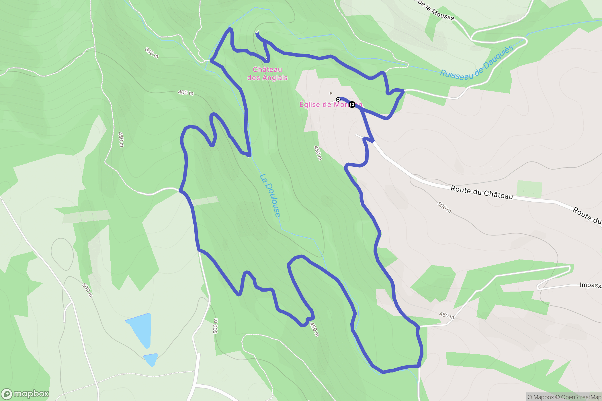 Morlhon-le-Haut : carte du parcours de randonnée - France