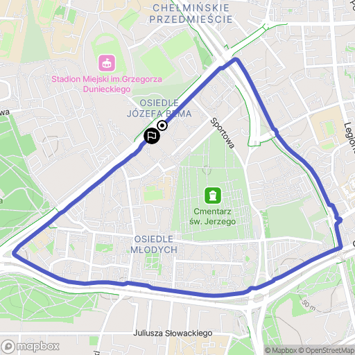 Toruń: mapa trasy - Poland