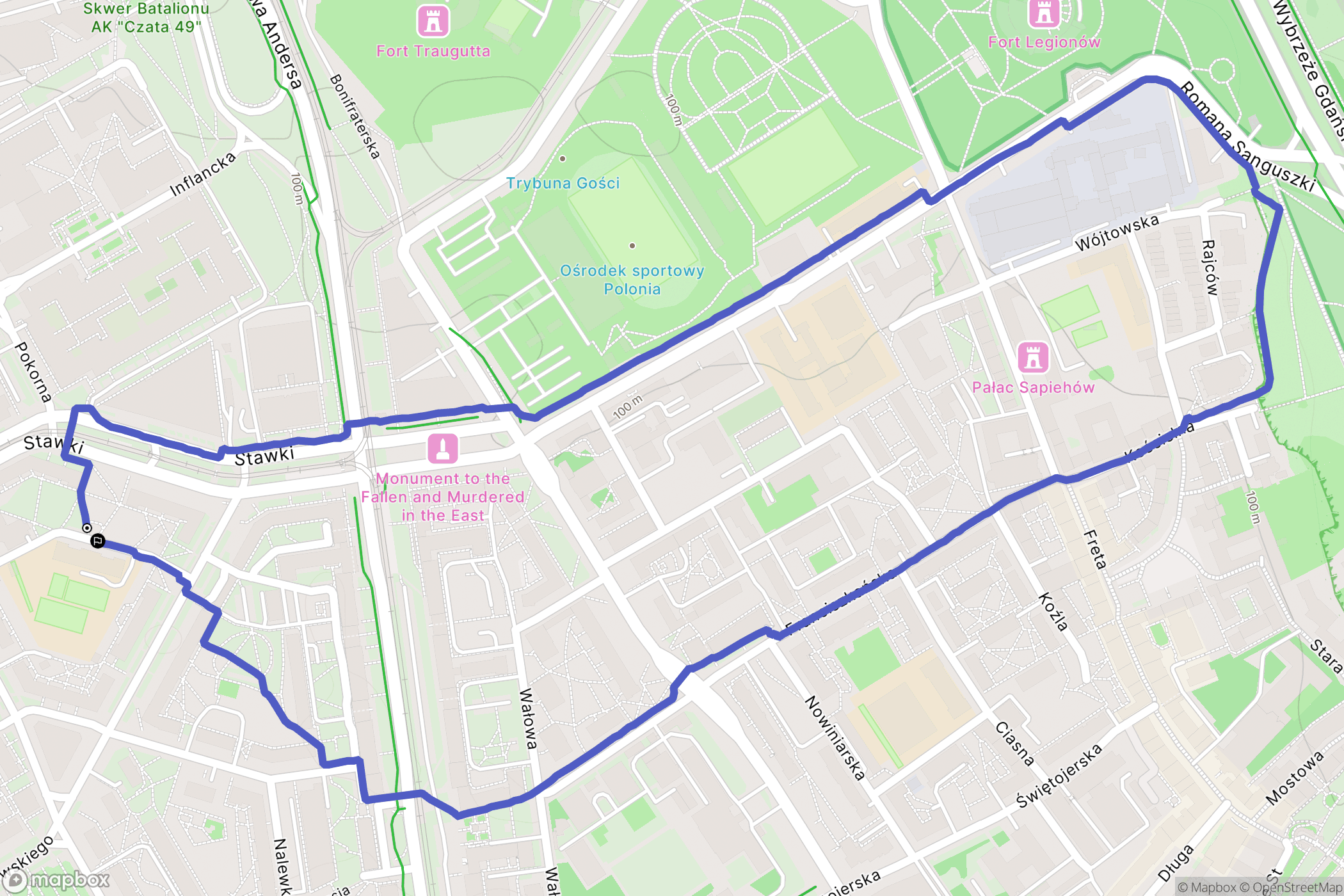 Warszawa: mapa trasy - Poland