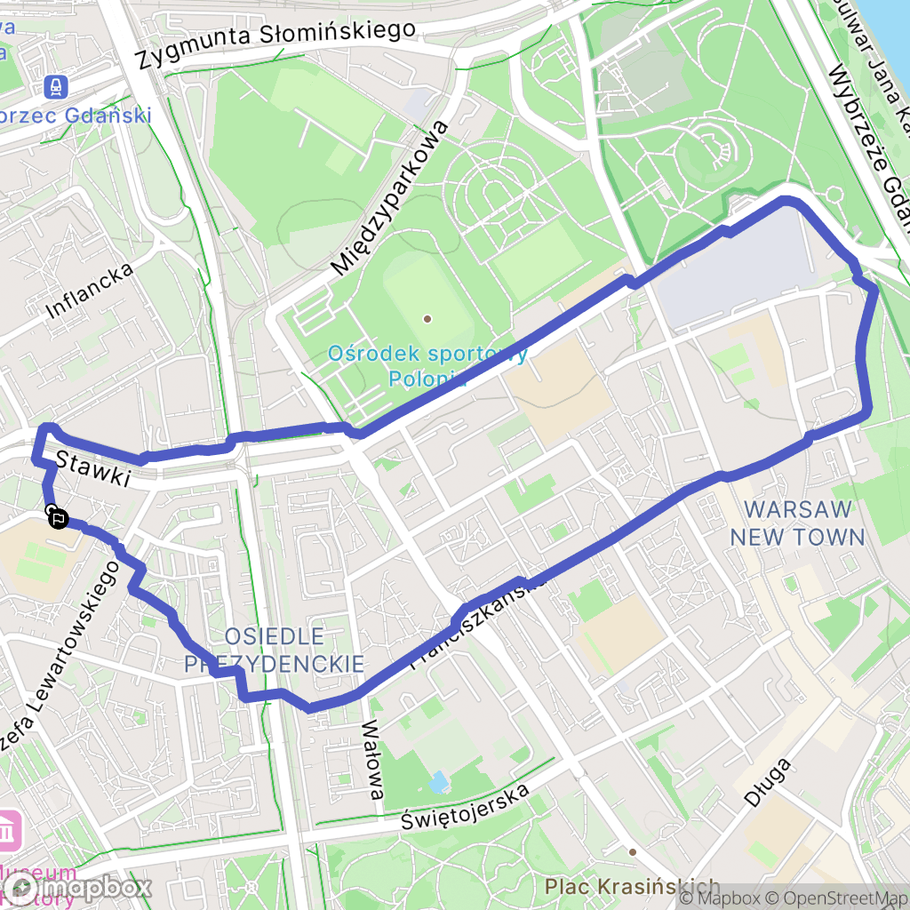 Warszawa: mapa trasy - Poland