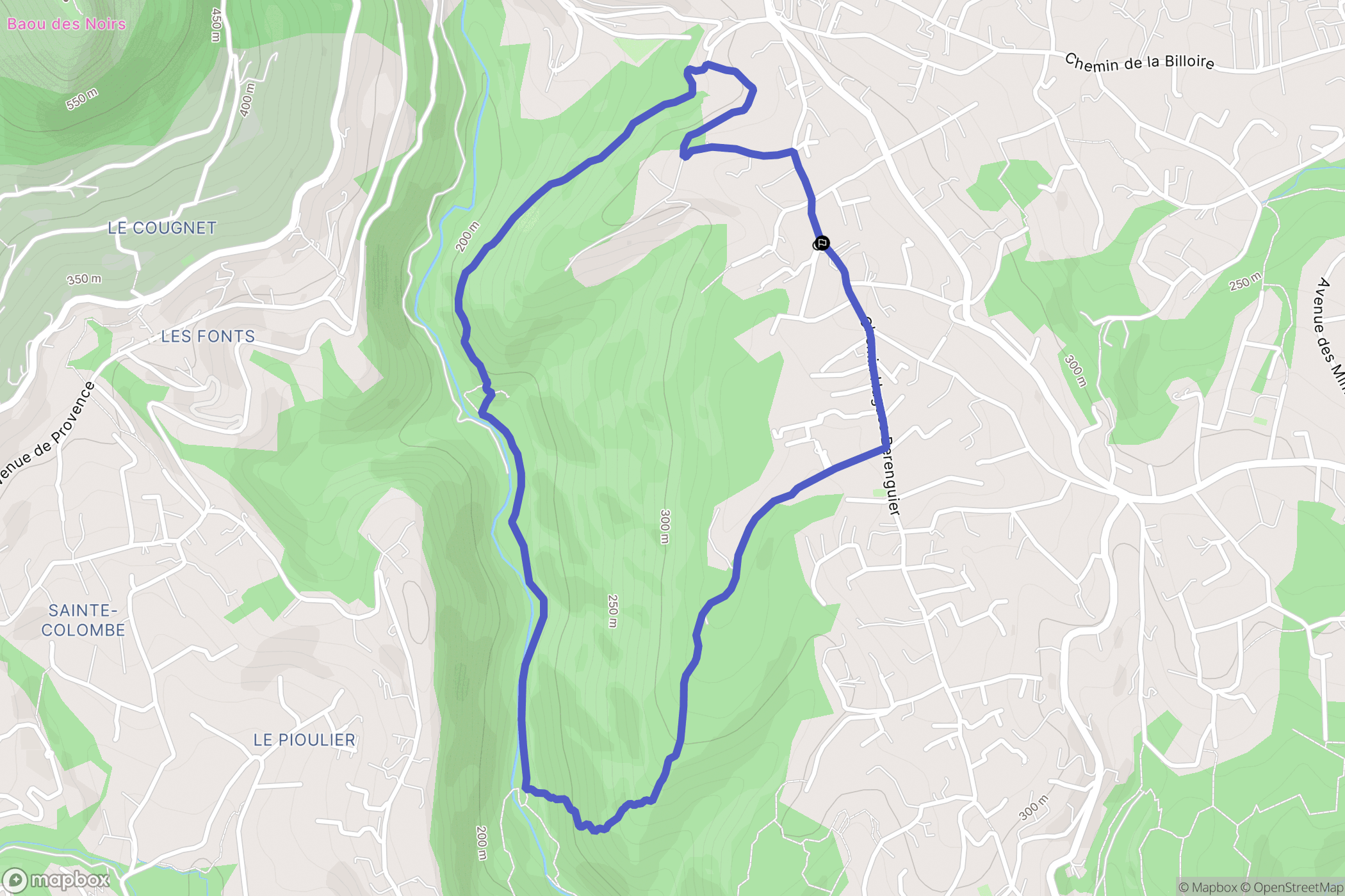 La Gaude : carte du parcours de randonnée - France