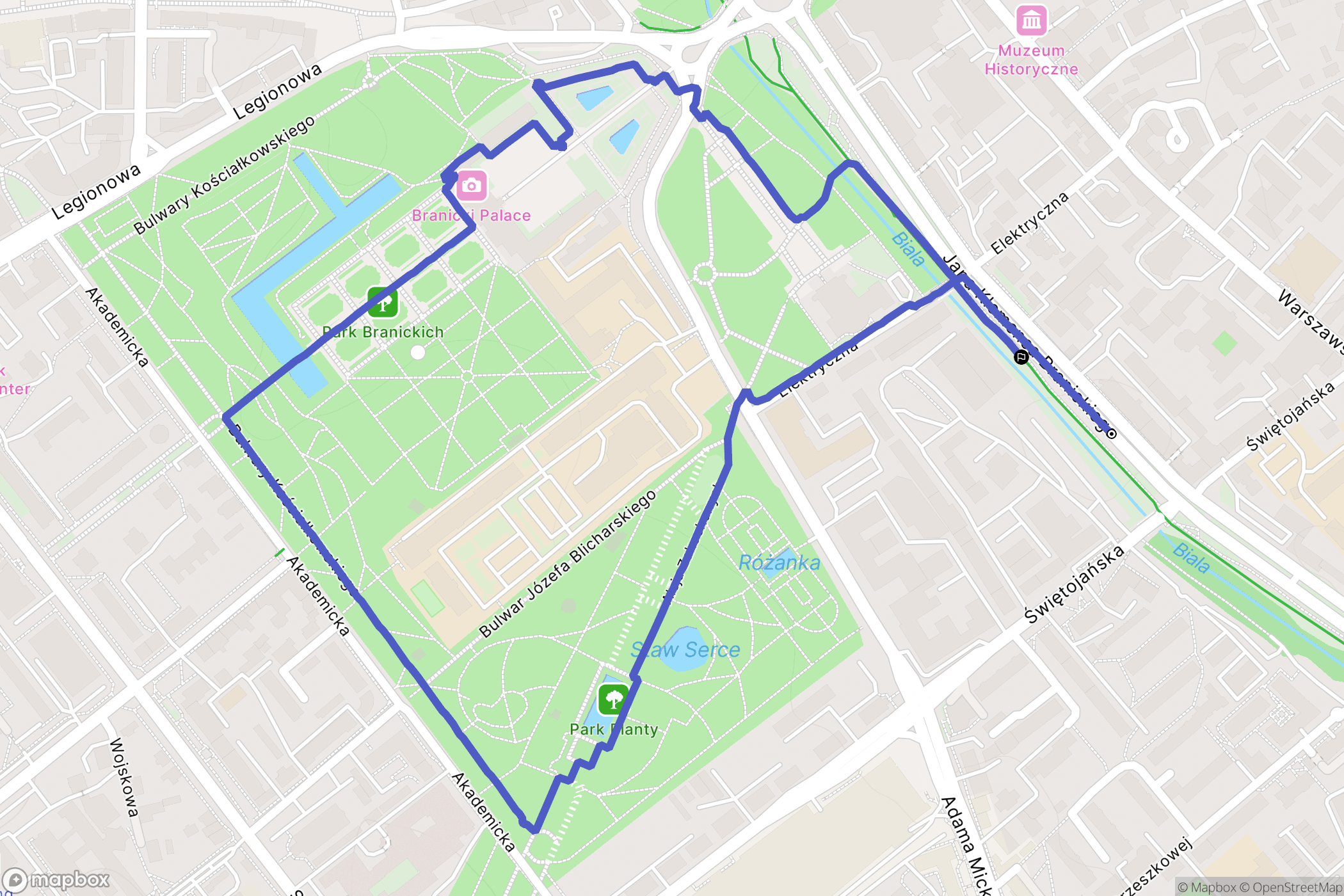 Białystok: mapa trasy - Poland