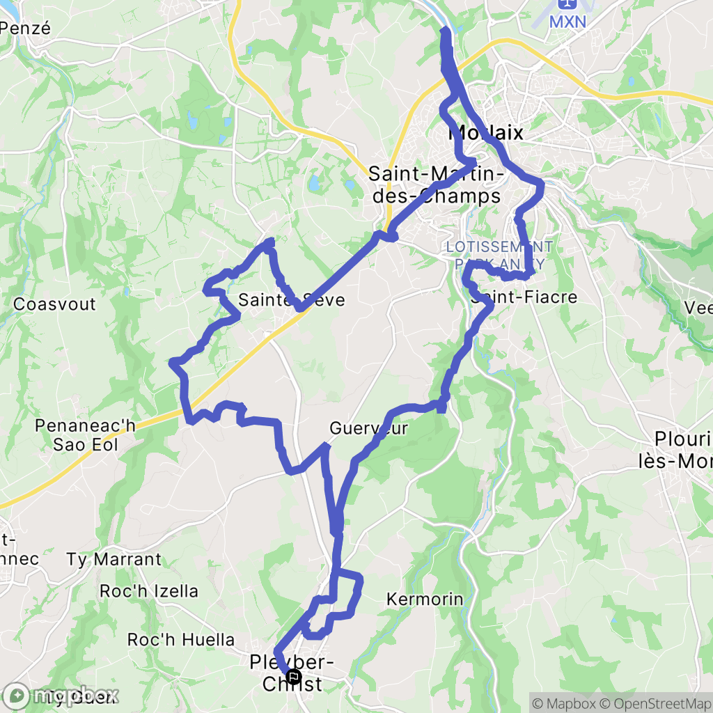 Pleyber-Christ : carte du parcours de randonnée - France