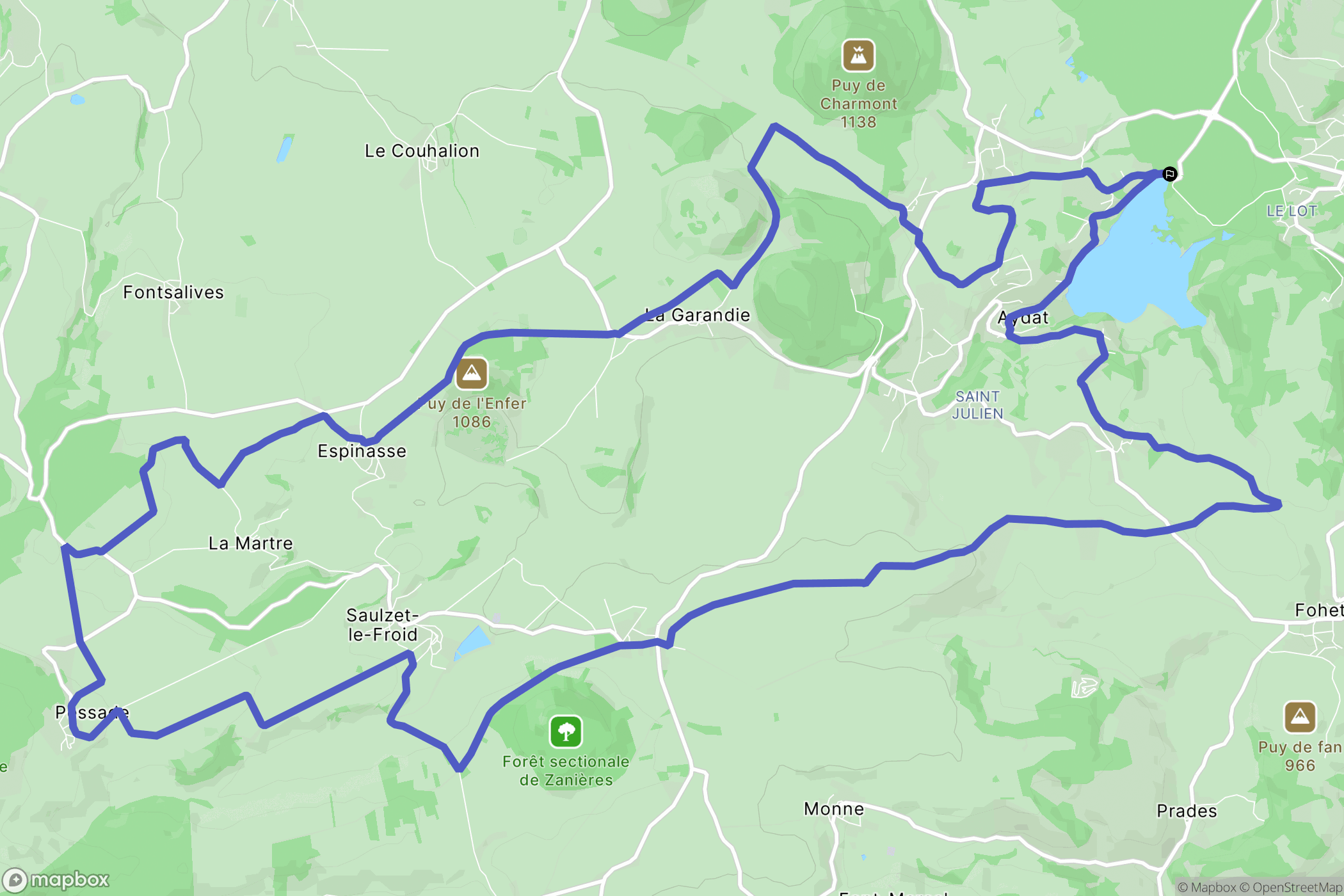 Aydat : carte du parcours de randonnée - France