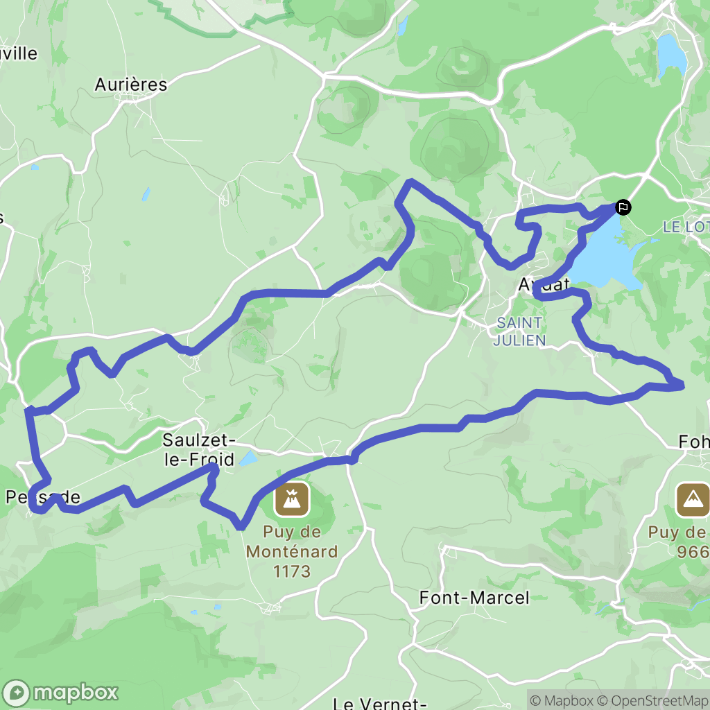 Aydat : carte du parcours de randonnée - France