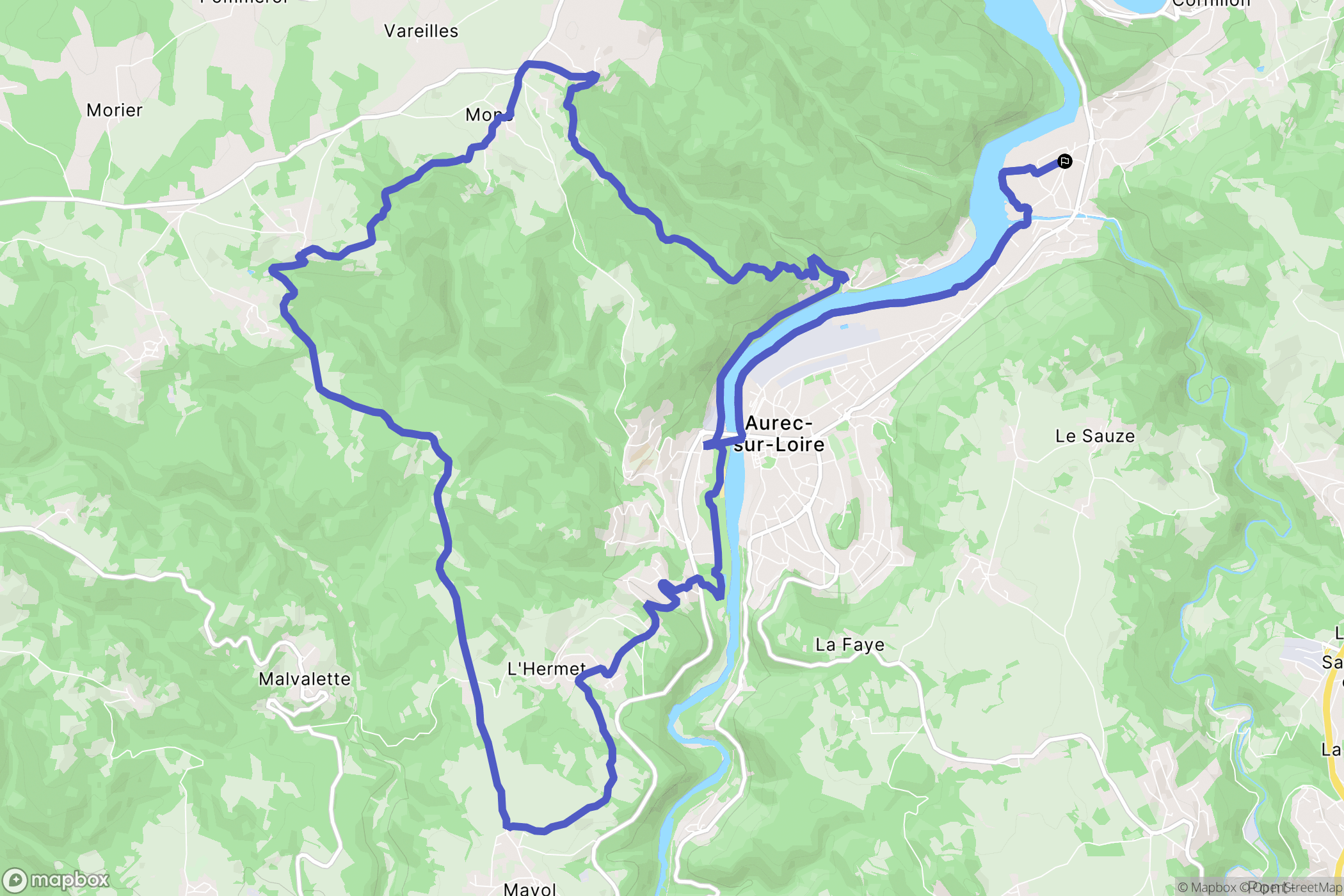 Aurec-sur-Loire : carte du parcours de randonnée - France