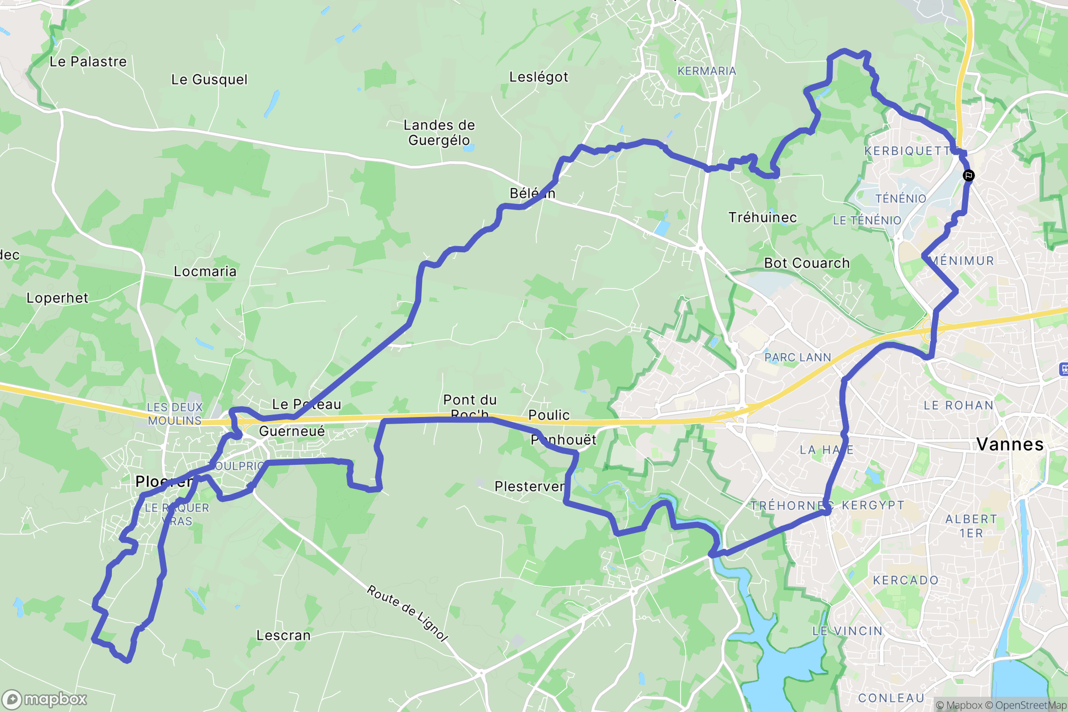 Vannes : carte du parcours de randonnée - France