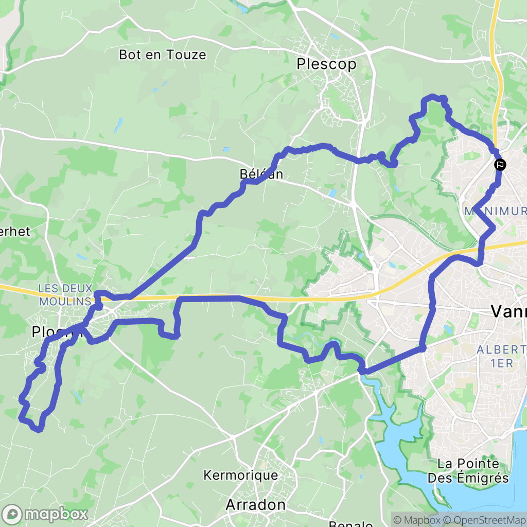 Vannes : carte du parcours de randonnée - France