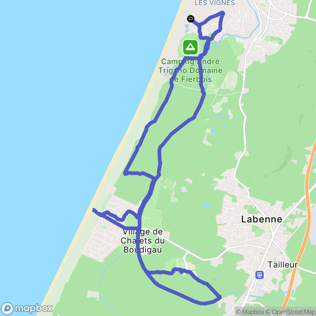Capbreton : carte du parcours de randonnée - France