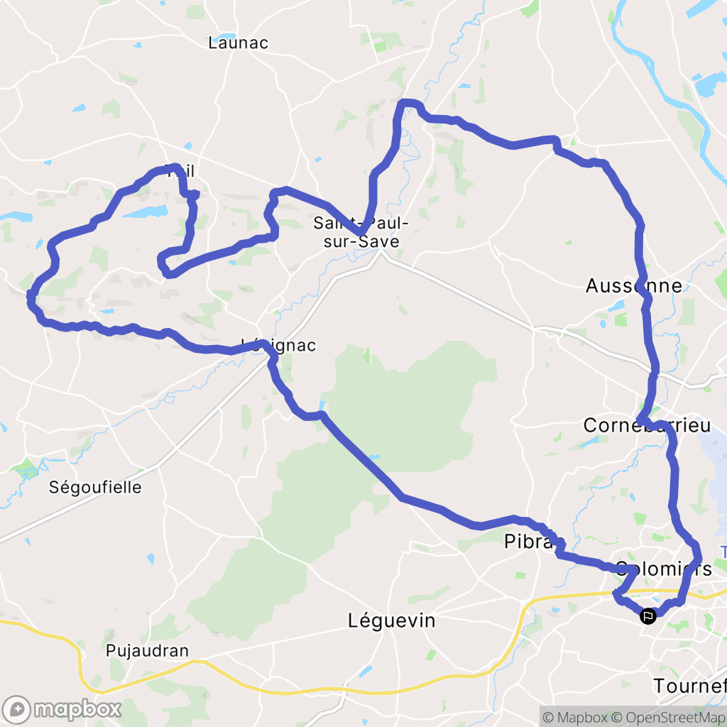 Colomiers : carte du parcours de randonnée - France